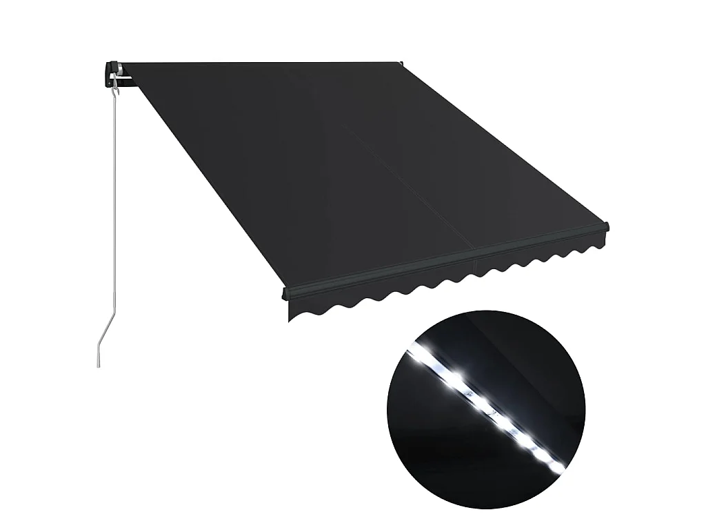 Auvent manuel rétractable avec LED 300x250 cm Anthracite WVGQ2185