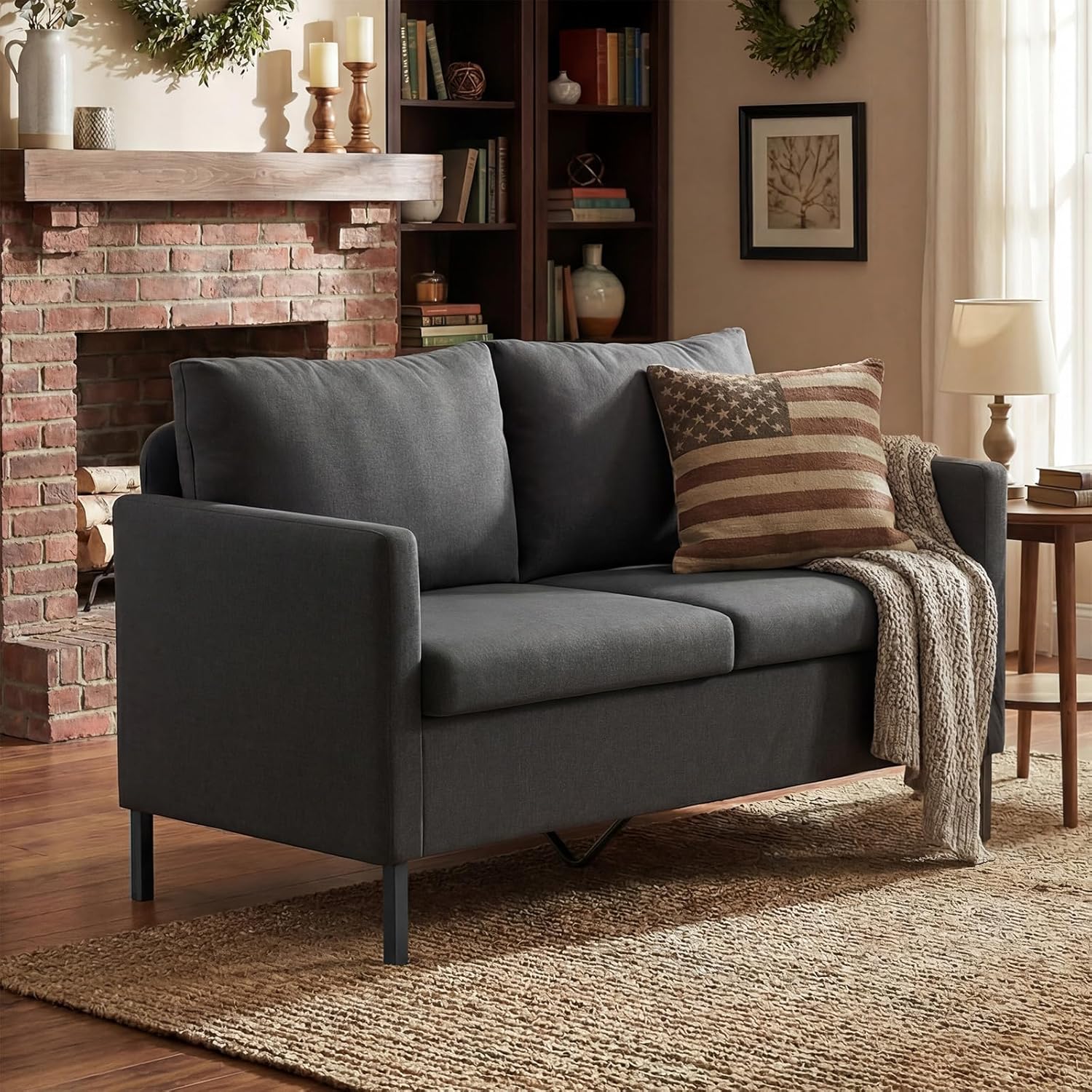 TYBOATLE Linen Fabric Modern Small Loveseat Sofa Couch for Living Room, 51