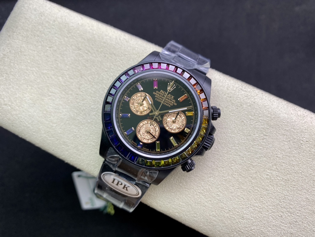 Rolex Daytona - Iridescent Diamond Modified Black Gold Dial(1:1 replica) - Elite Watch Atelier