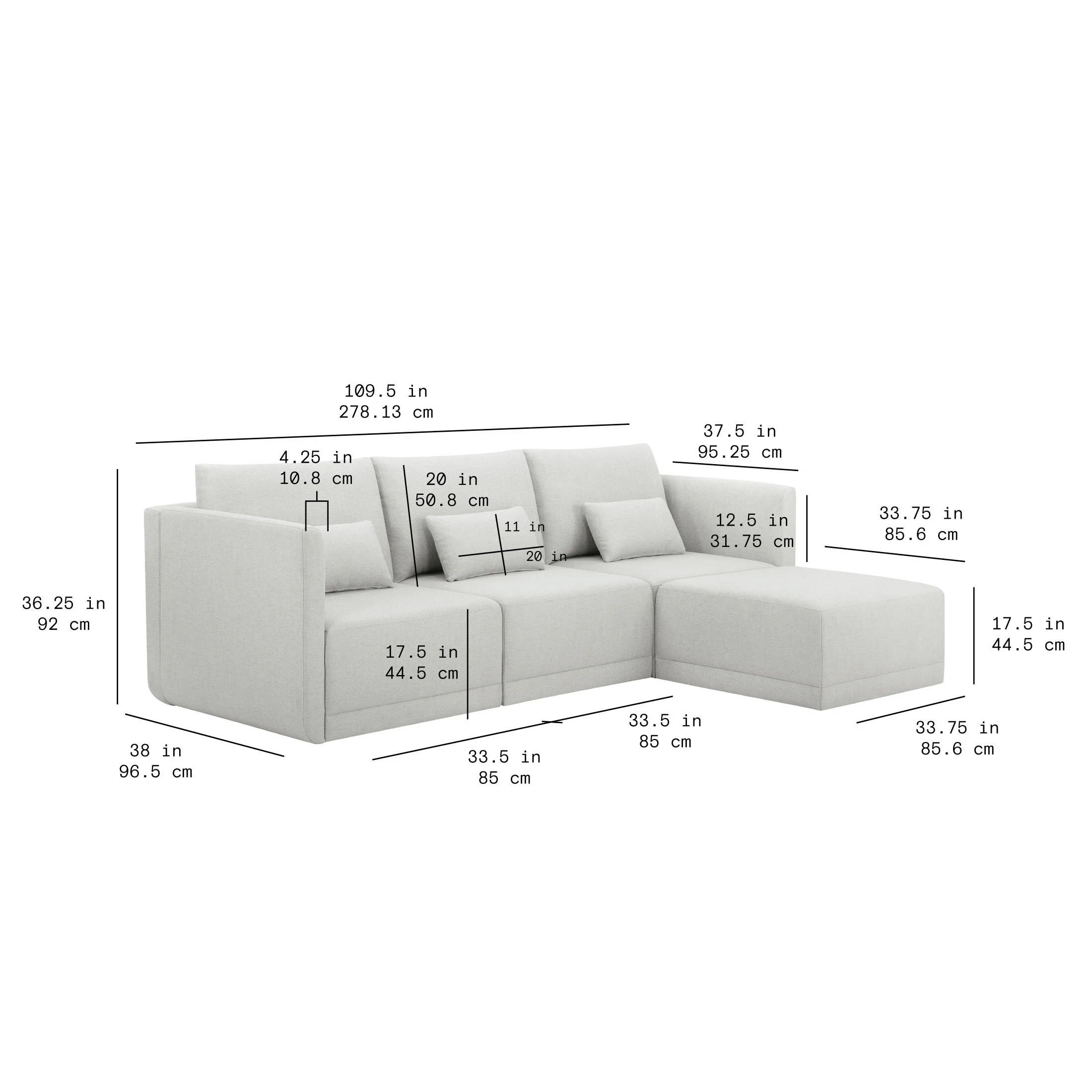 Beautiful Drew Modular Sectional Sofa with Ottoman by Drew Barrymore, Gray Fabric - Image 22