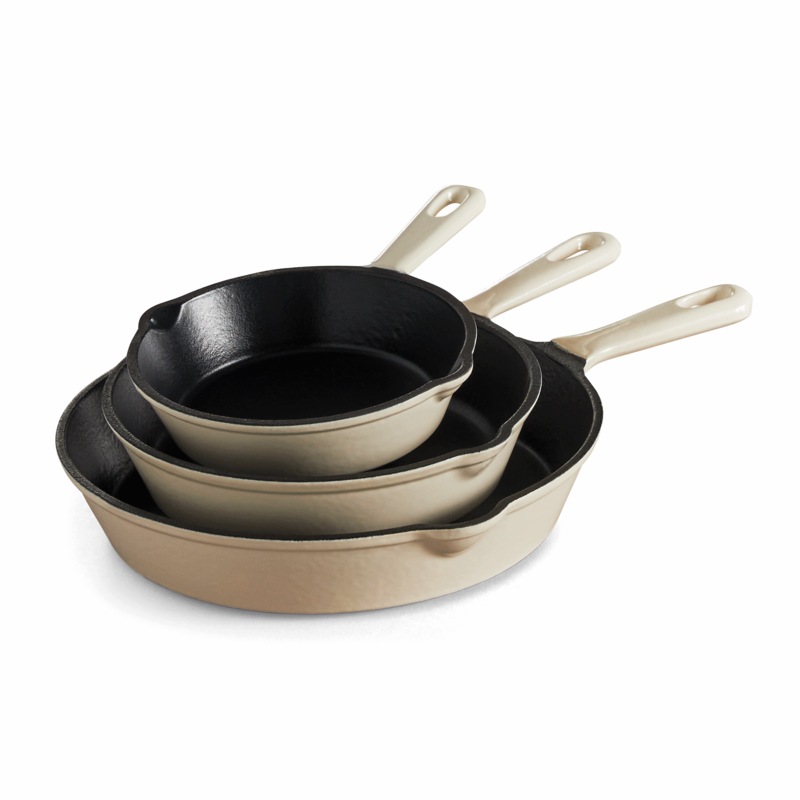 3-Piece Enameled Cast Iron Skillet Set - MIDNIGHT VELVET CATALOG