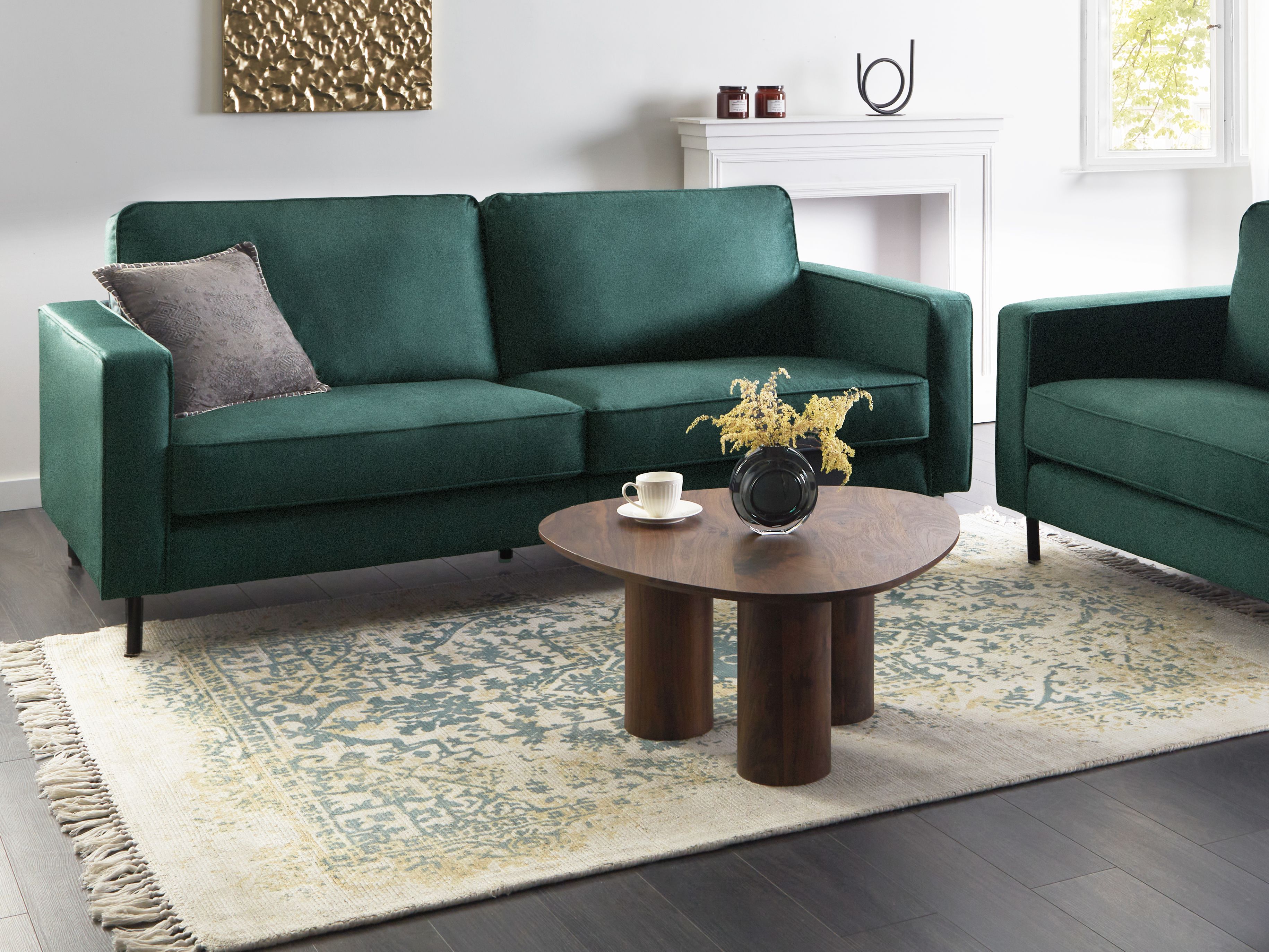 Sofa 3 Seater SAVALEN Velvet Dark Green