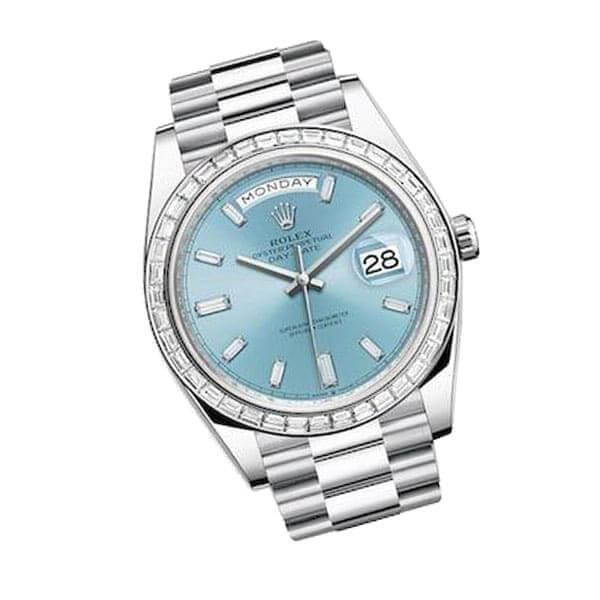 Rolex Day-Date Platinum 228396TBR Ice Blue Baguette Index Replica - Top club