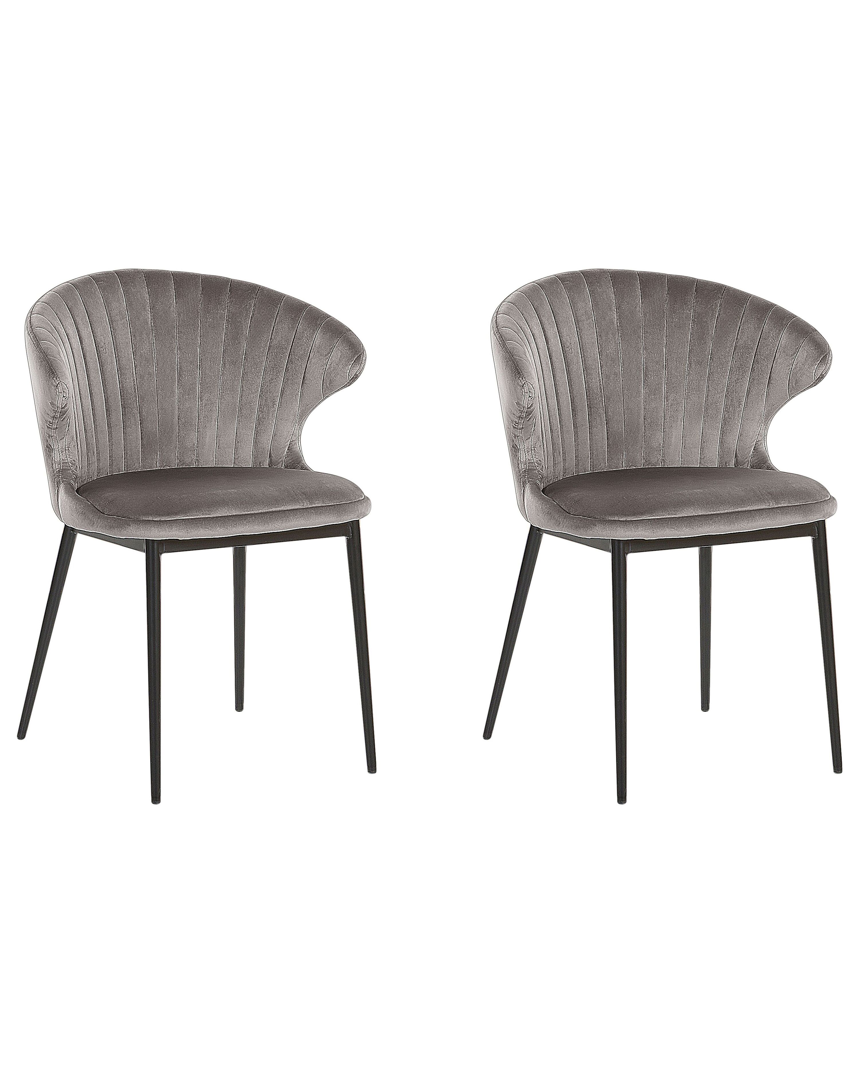 Set of 2 Dining Chairs AUGUSTA Velvet Grey
