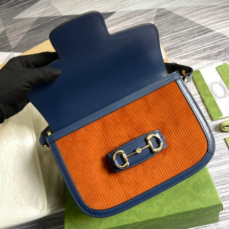 Replica Gucci Horsebit 1955 Small Bag 602204 Brown Corduroy1:1High-quality replica