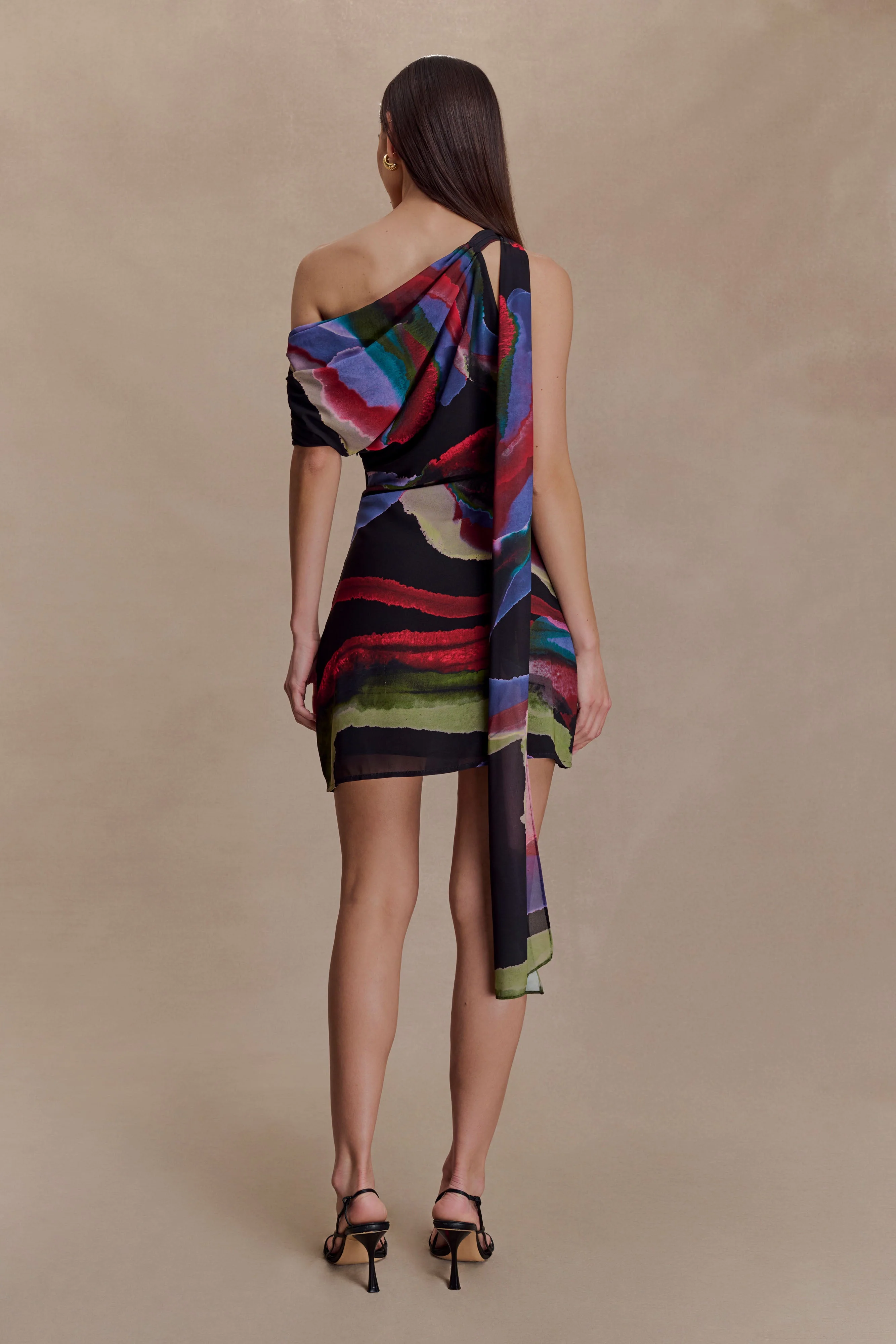 Daisie Chiffon Mini Dress - Multi Fluid Reverie Print