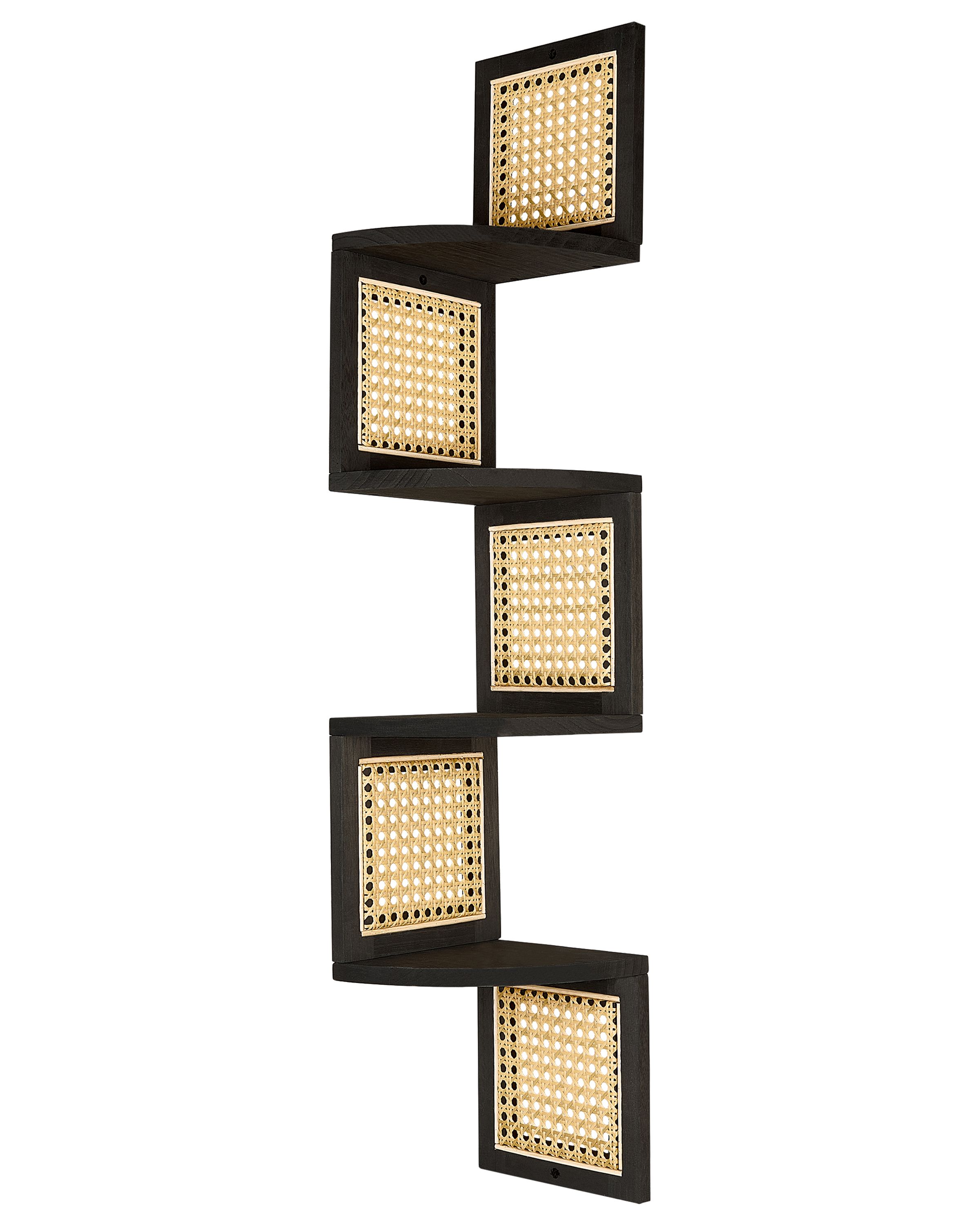 4 Tier Shelving Unit ALDER Paulownia Wood 101 cm Black
