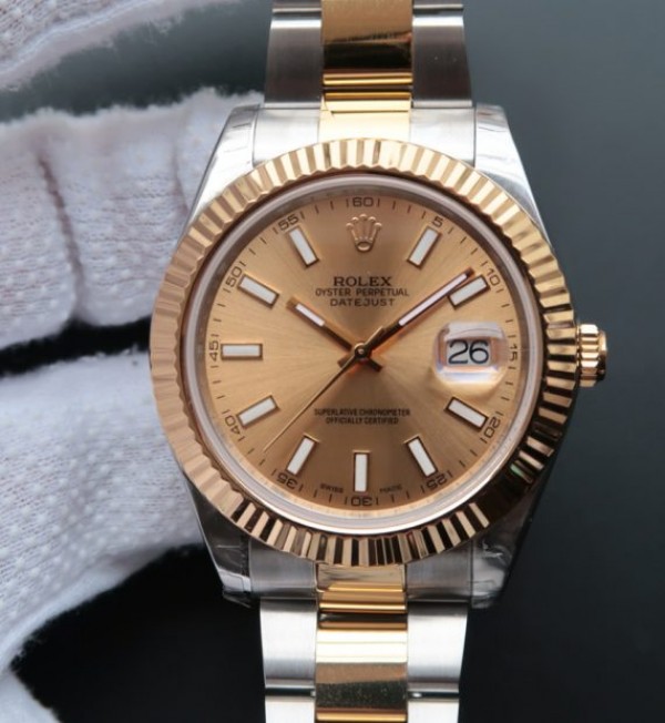 Replica Rolex DateJust II 41mm SS/YG YG Dial Lumed Marker SS/YG Bracelet A3136 - Elite Watch Atelier