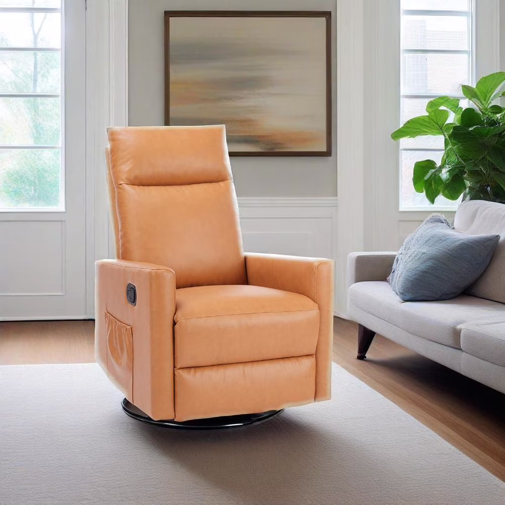 Recliner Message Chair with Footrest, Swivel Rocking Glider, High Back Upholstered Deep Seat for Living Room, Grey - Image 9