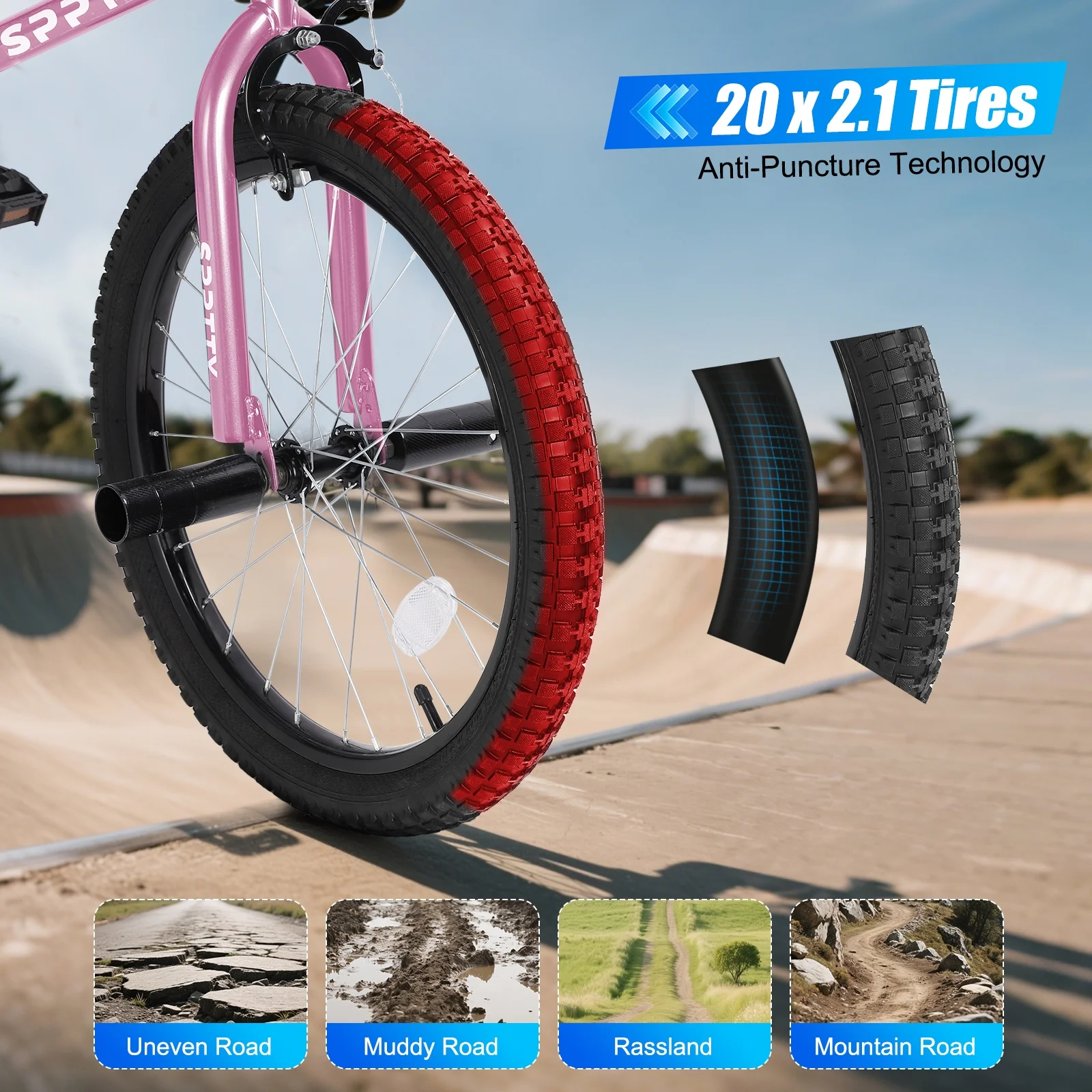 SPPTTY 20" Freestyle BMX Bike with 4 Pegs,Kids Bicycle for Teen Beginner, Age 7-14 Years,Multicolor - Image 31