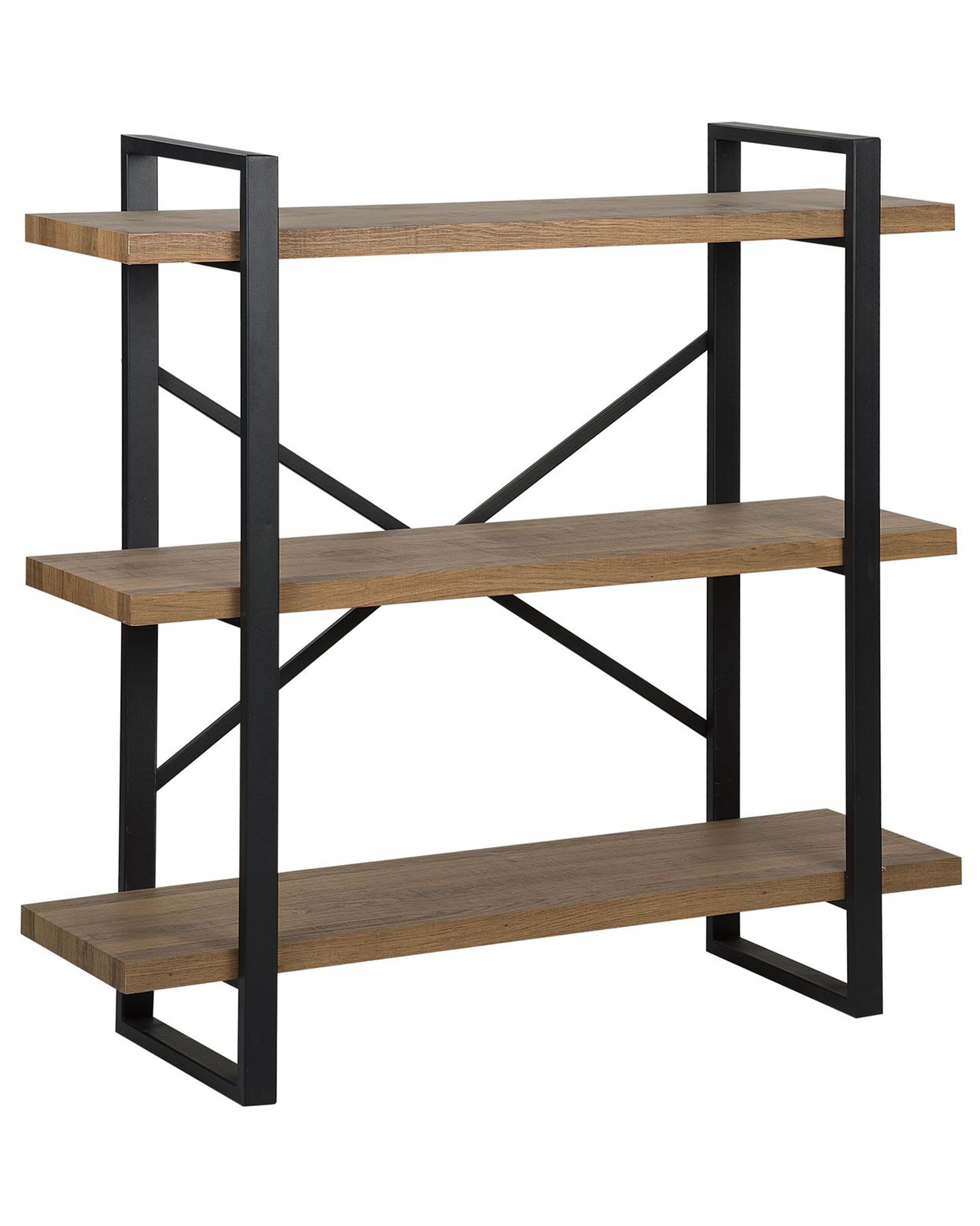 3 Tier Shelving Unit TIMBER 111 cm Dark Brown