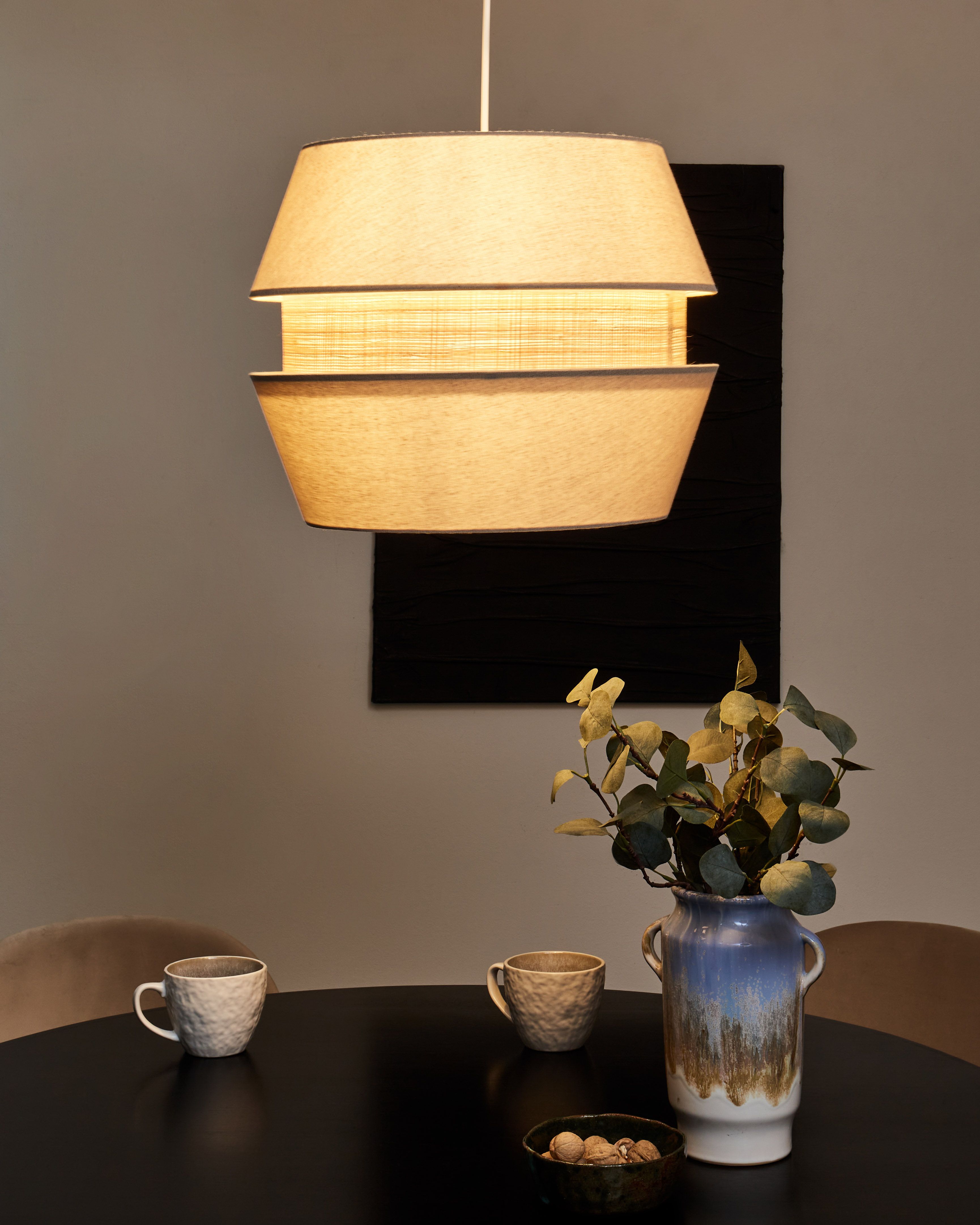 Pendant Lamp ATOYAC Faux Linen Beige