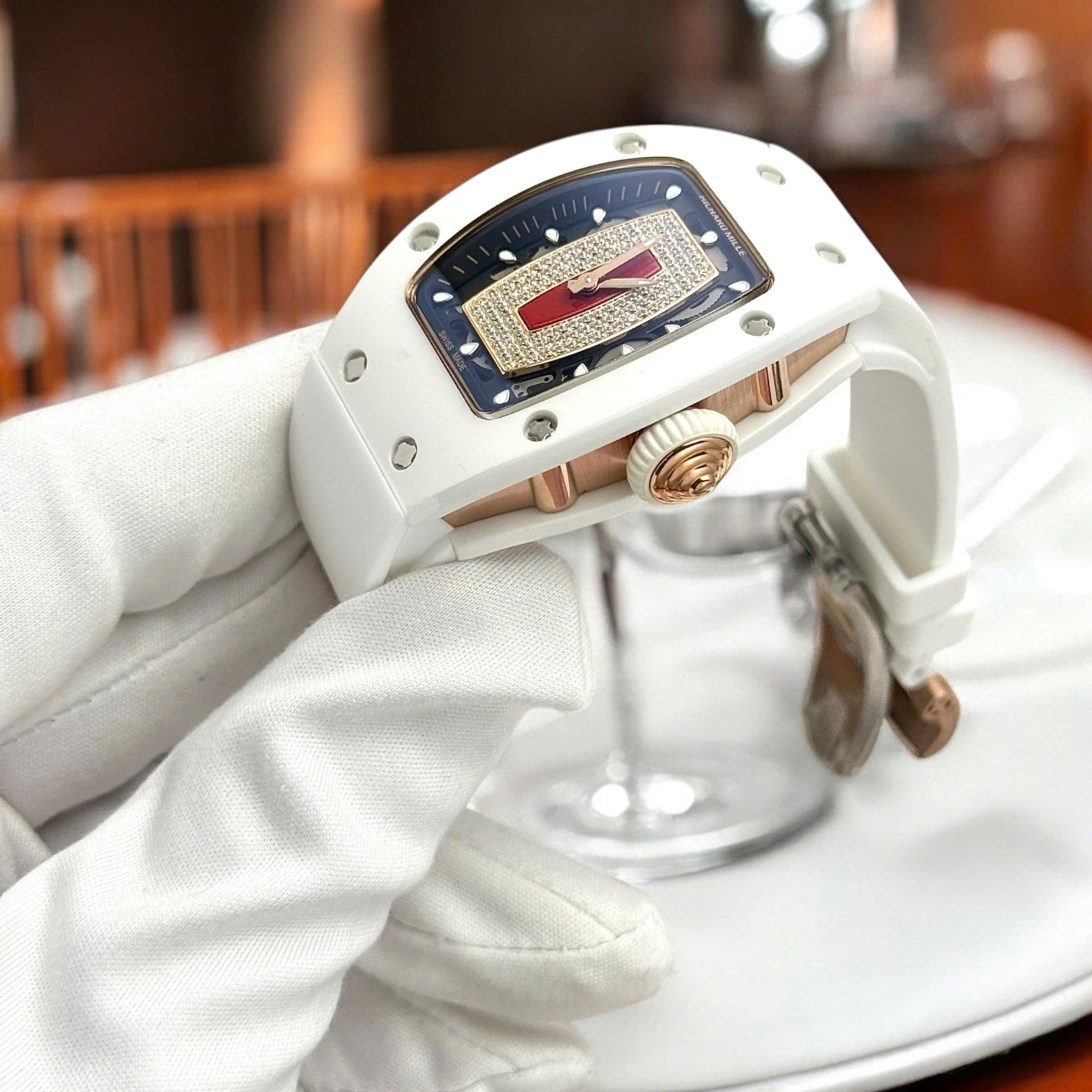 Richard Mille Super Clone Watches RM07 White Ceramic Women s Automatic Swiss Movement 36mm - Elite Watch Atelier