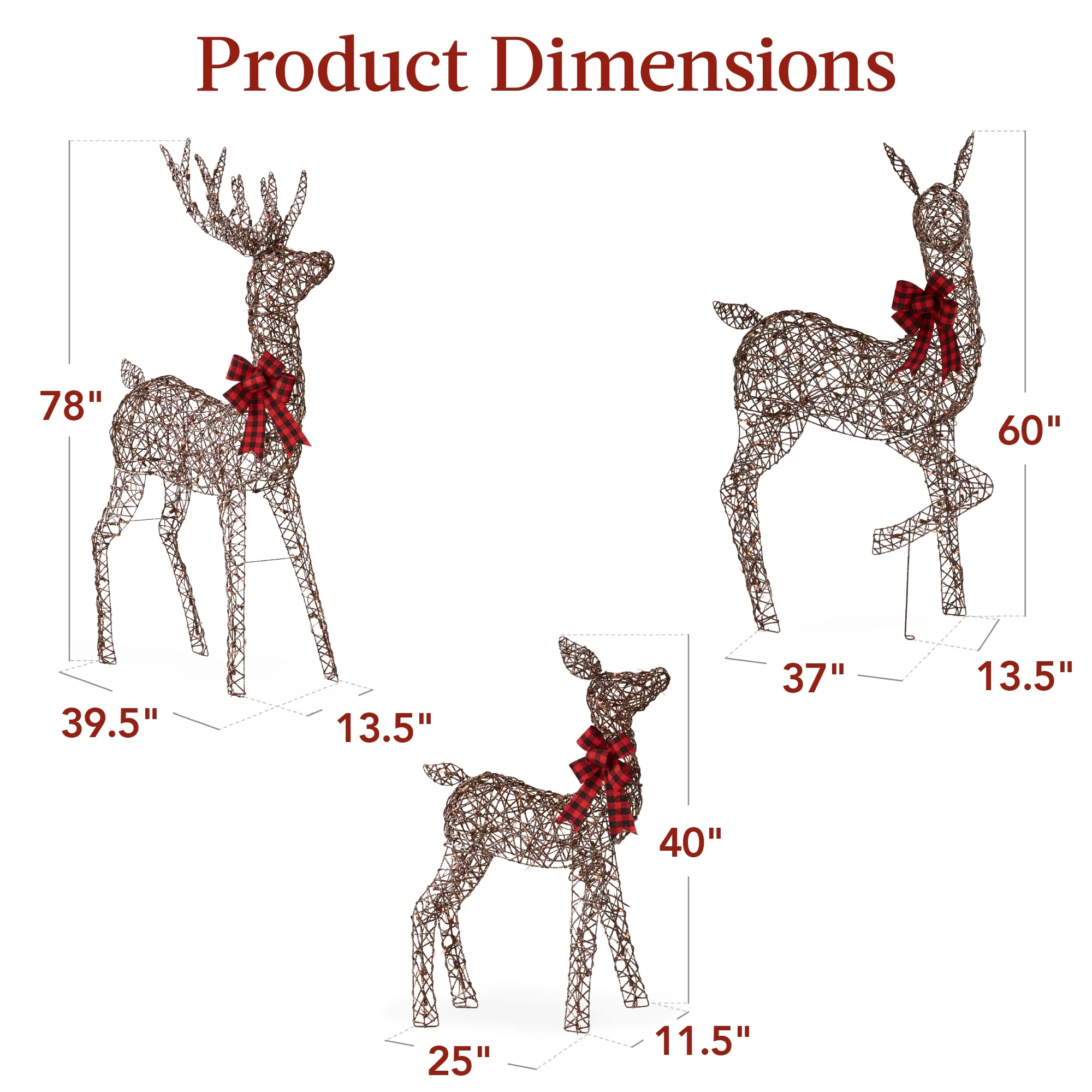 Best Choice Products 6.5ft 3-Piece Lighted Christmas Deer Set Outdoor Yard Decoration w/ 385 LED Lights, Stakes - Gold - Image 25