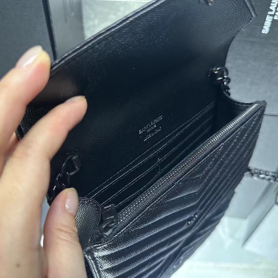 YSL Chain Shoulder Bag - Black Leather & Black Hardware1:1High-quality replica