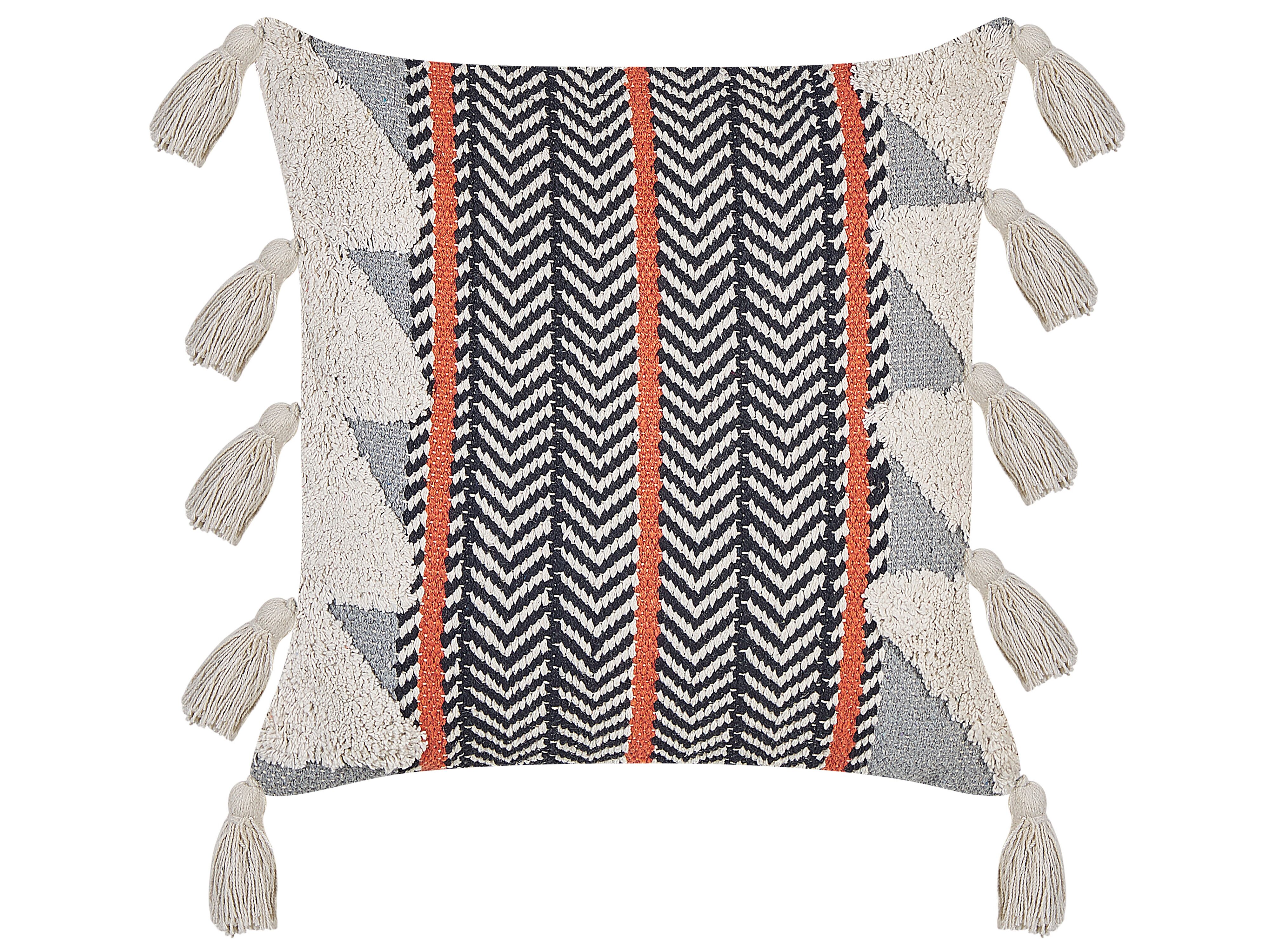 Throw Cushion BOUVARDIA Cotton 45 x 45 cm Grey Chevron Pattern