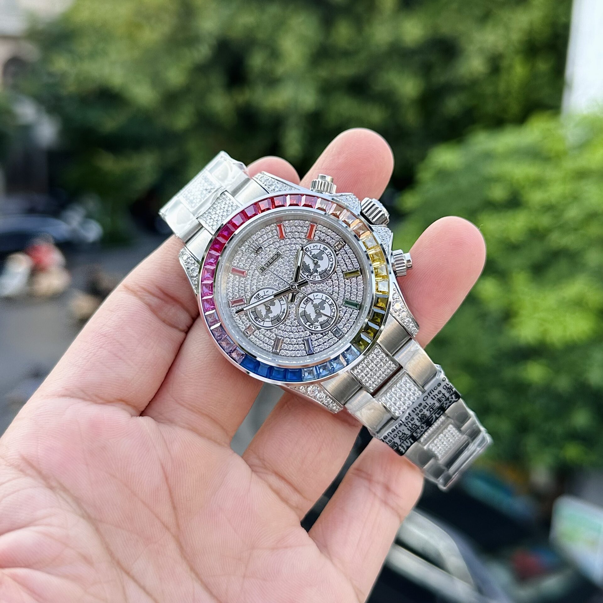 Rolex Daytona Rainbow Best Replica Watch With Full Stone Dial 40mm - Elite Watch Atelier