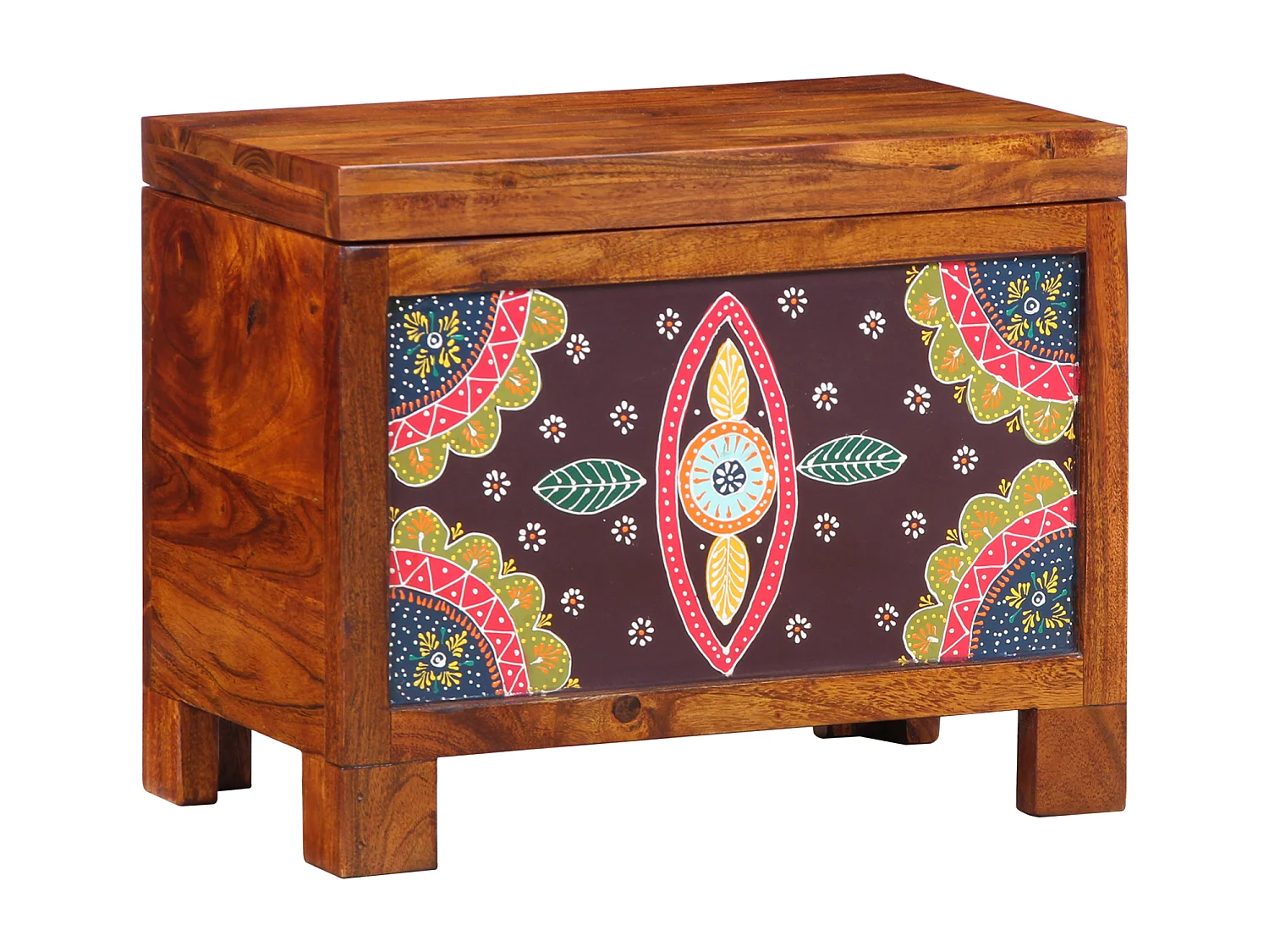 Coffre de rangement Marron miel 50x30x40 cm en bois massif d'acacia