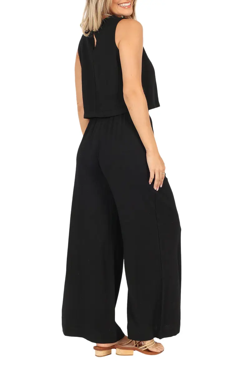 Marnie Tank & Wide Leg Pants Linen Set - Black