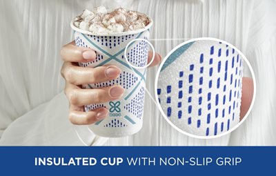 Insulated cup with non-slip grip