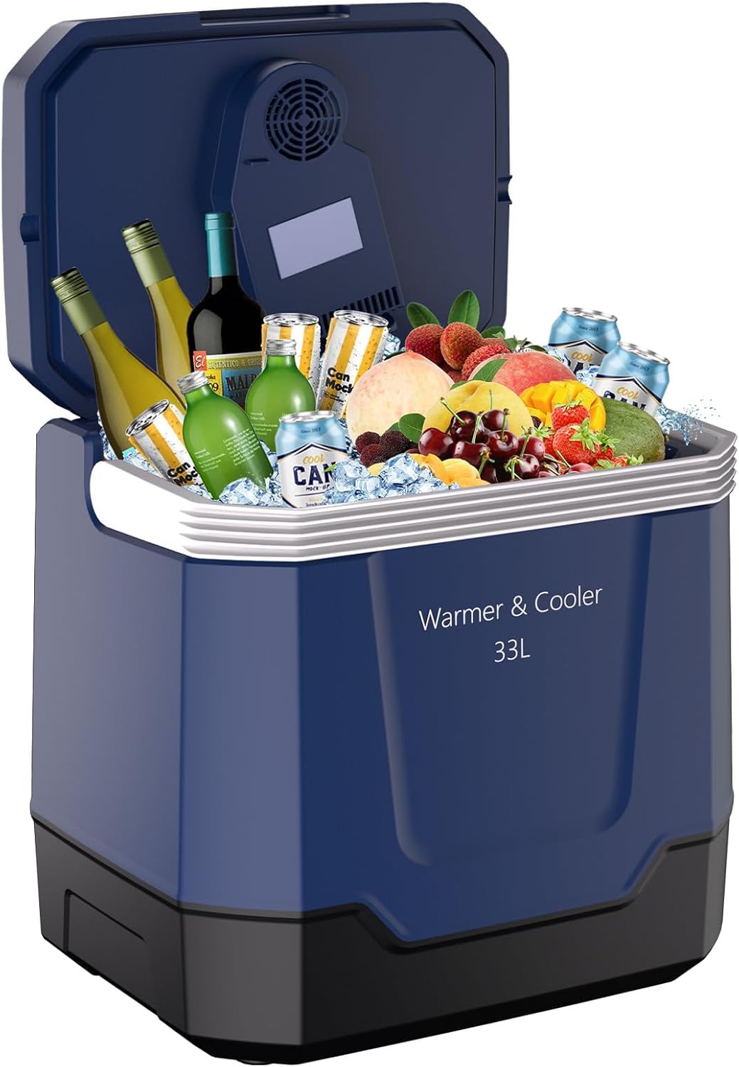 TrailBlaze Portable Electric Car Refrigerator & Warmer - 35 Quart (33L) Capacity, Automatic Locking Handle, Dual Power 12V/110V - For Vehicle, Camping, Travel