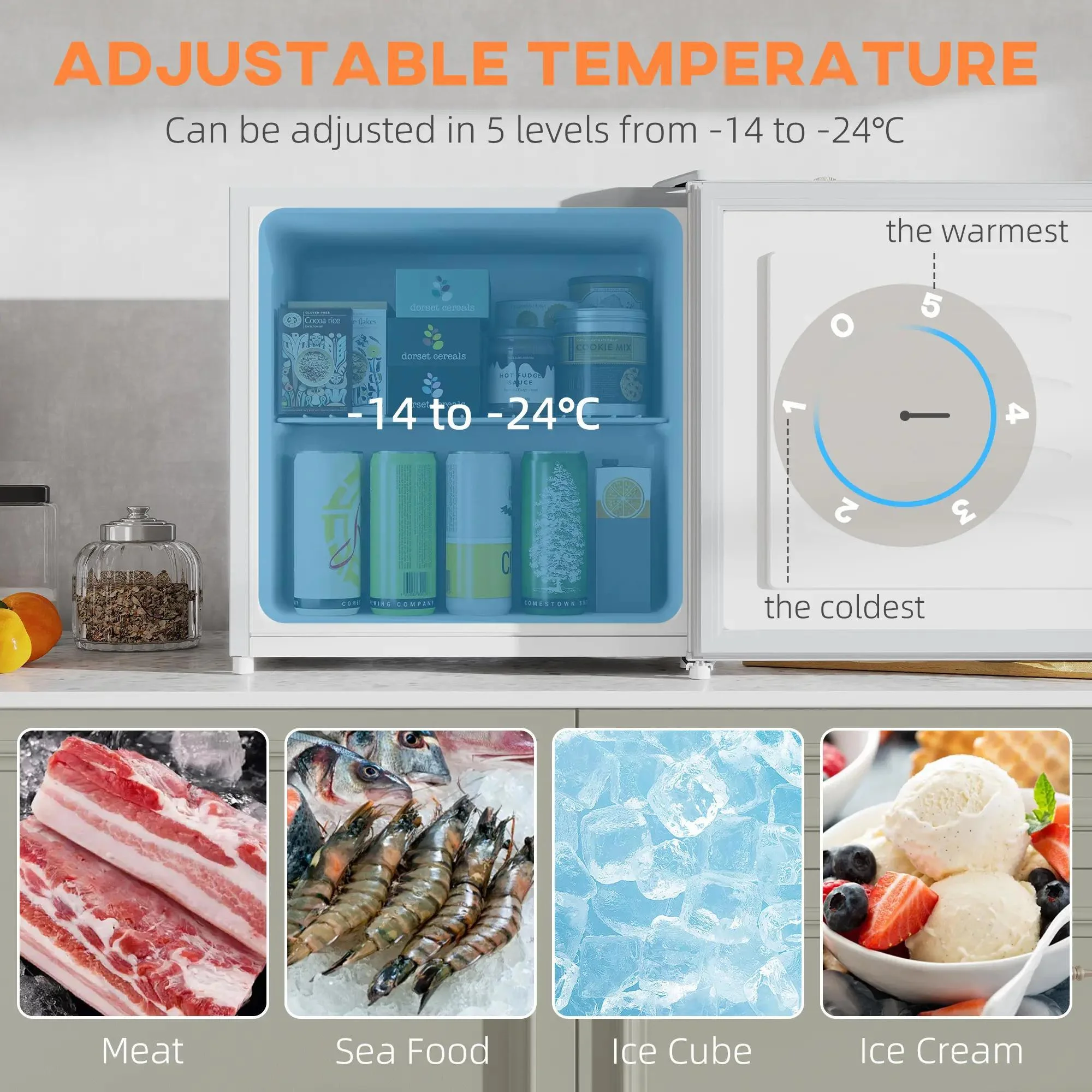 Resenkos 1.1 Cu.Ft Countertop Mini Freezer, Compact Upright Freezer with Removable Shelves, Red - Image 34