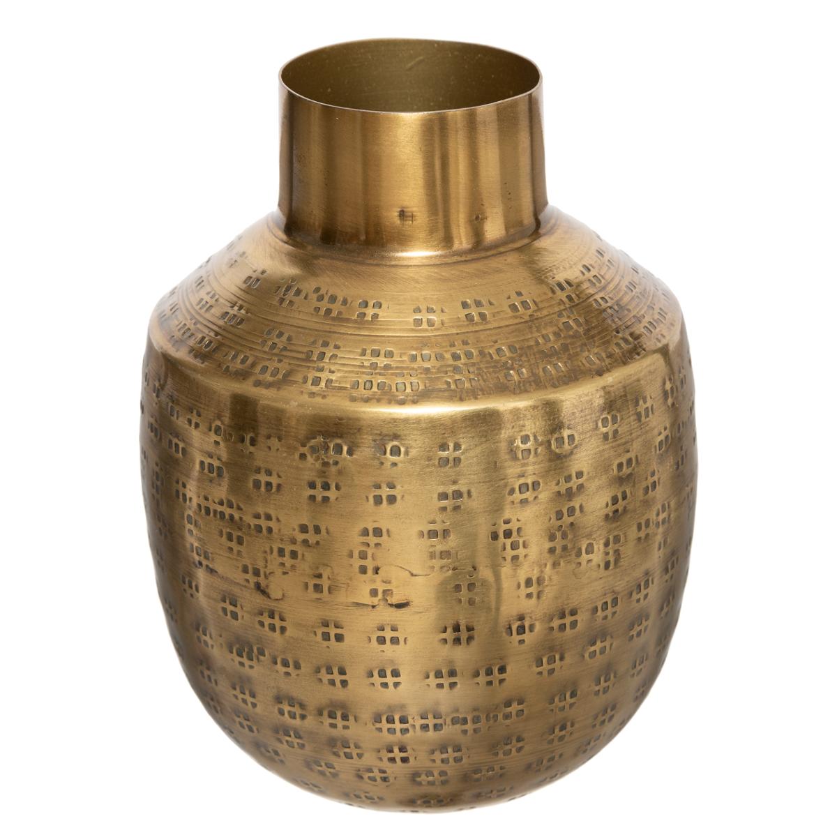 Vase "Oasis", hammered metal Gold, H.15 cm