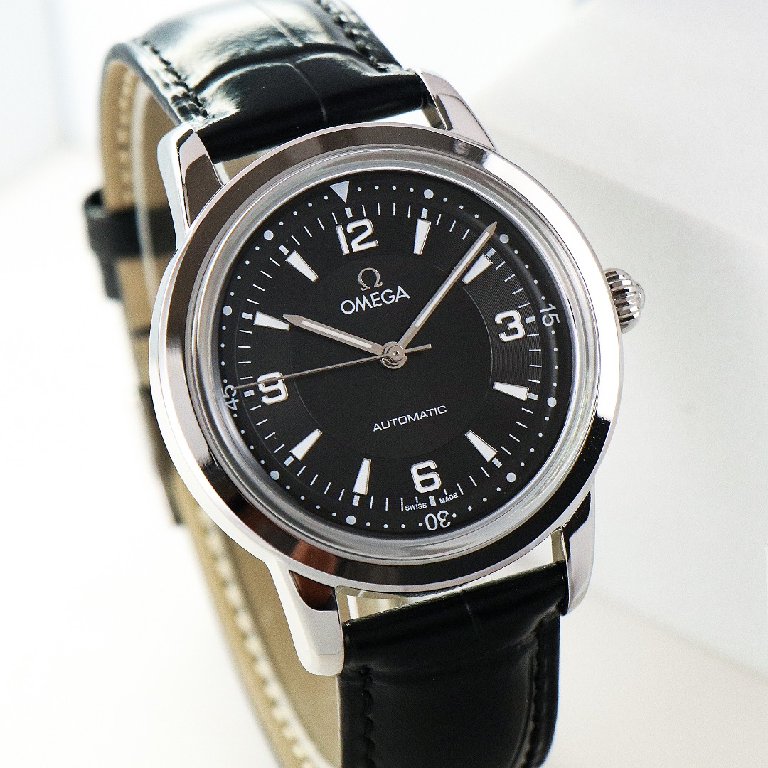 Omega Seamaster Mechanical Watch 40mm Italian imported calfskin black leather(1:1 replica) - Top club