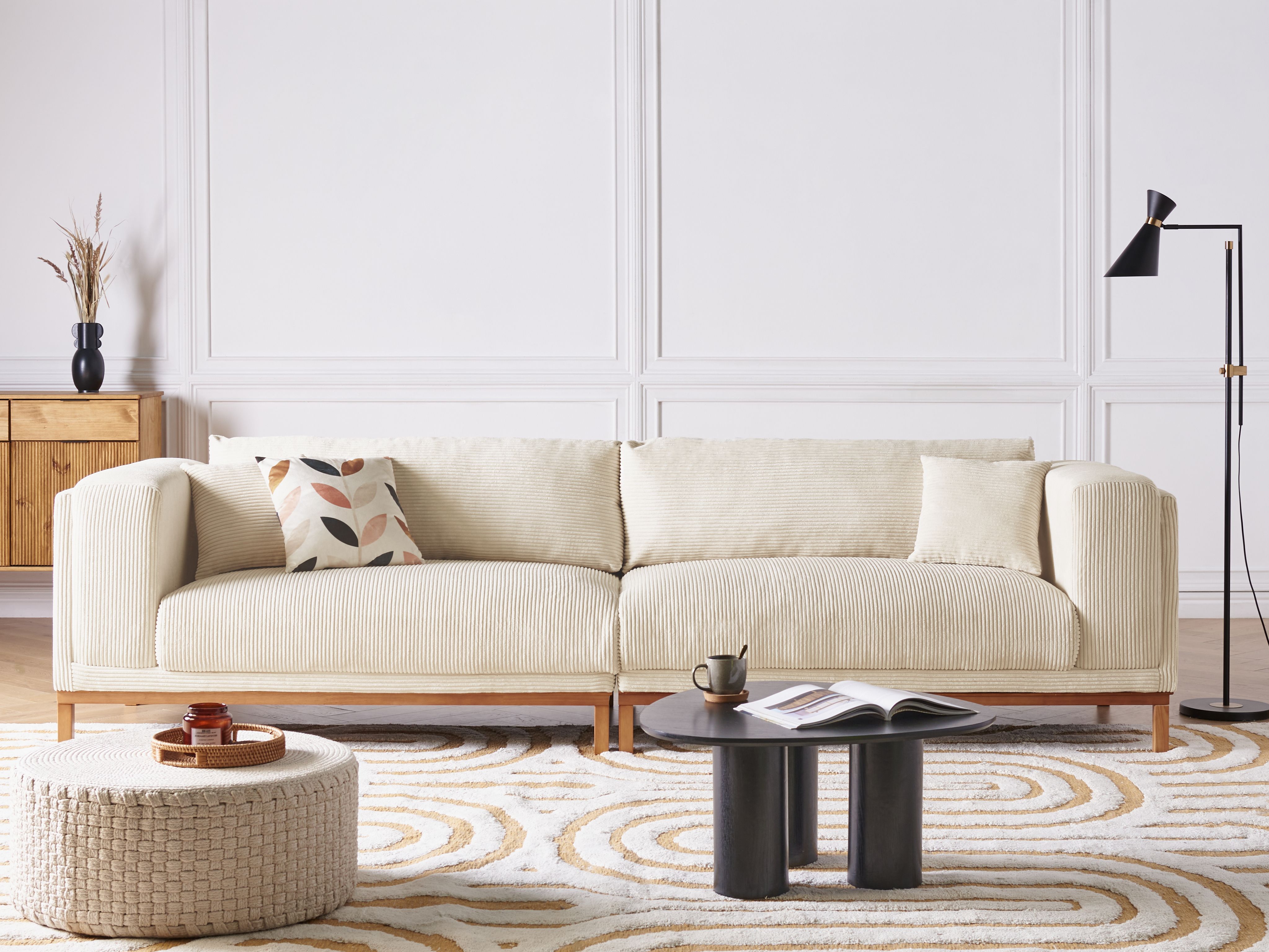 Sofa 4 Seater VENG Corduroy Light Beige