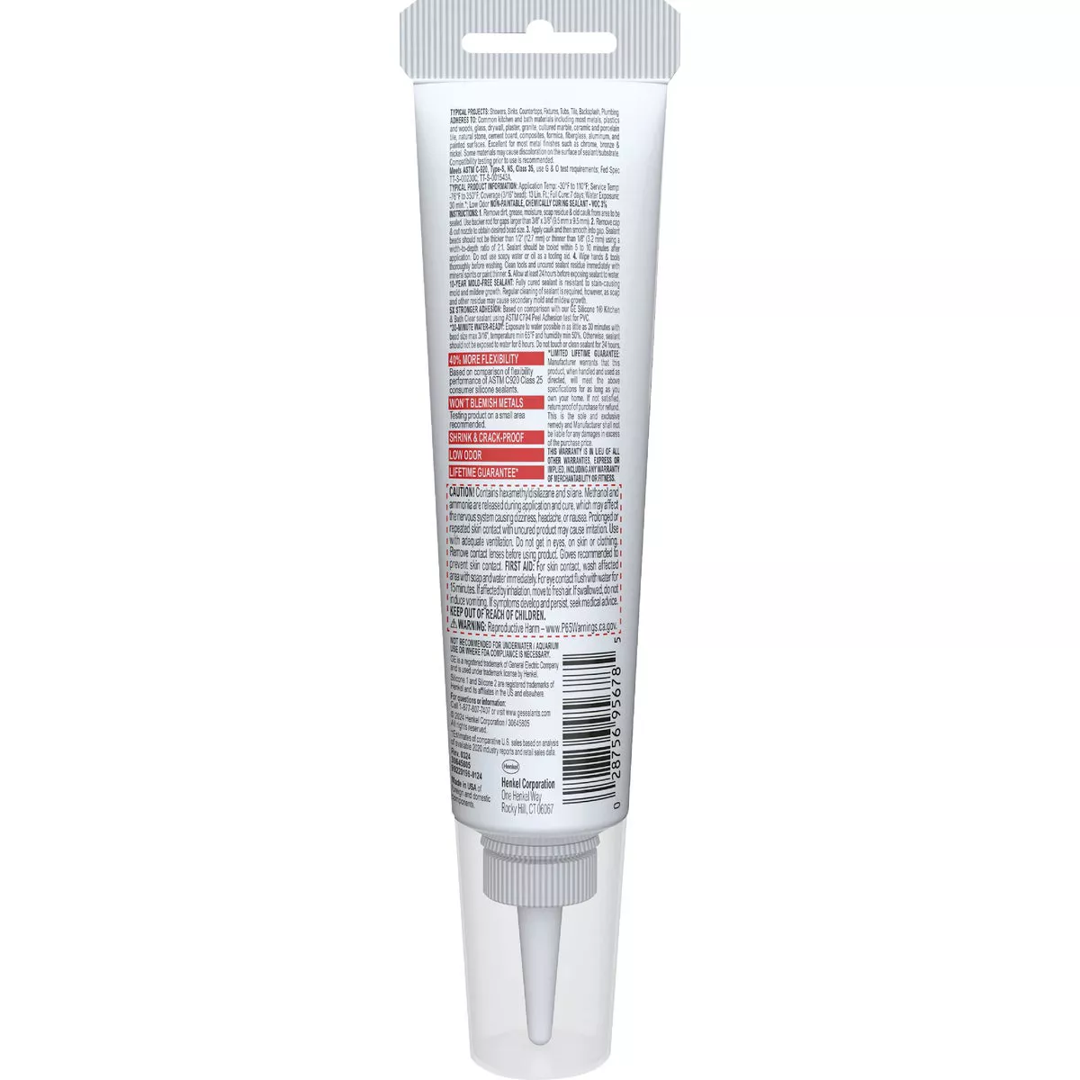 GE Advanced Silicone Kitchen & Bath Sealant, Clear, 2.8 Oz. Tube