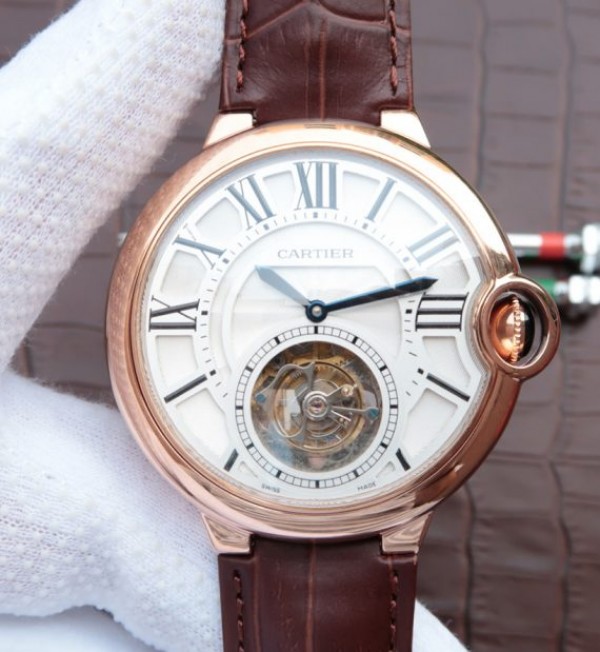 Replica Cartier Ballon Bleu Tourbillon RG Brown Leather Strap - Top club