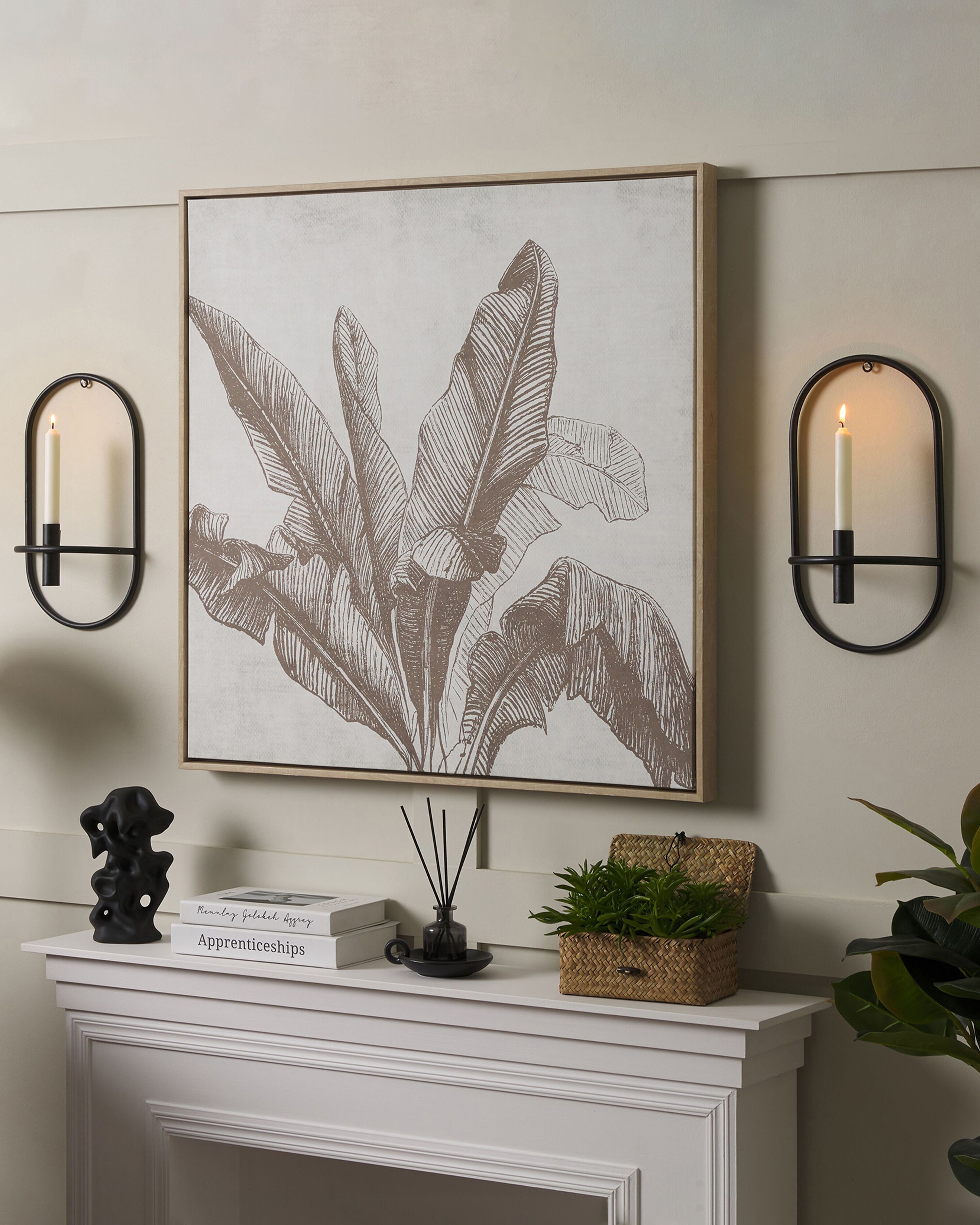 Set of 2 Wall Candle Holders CAVIANA Metal 38 cm Black