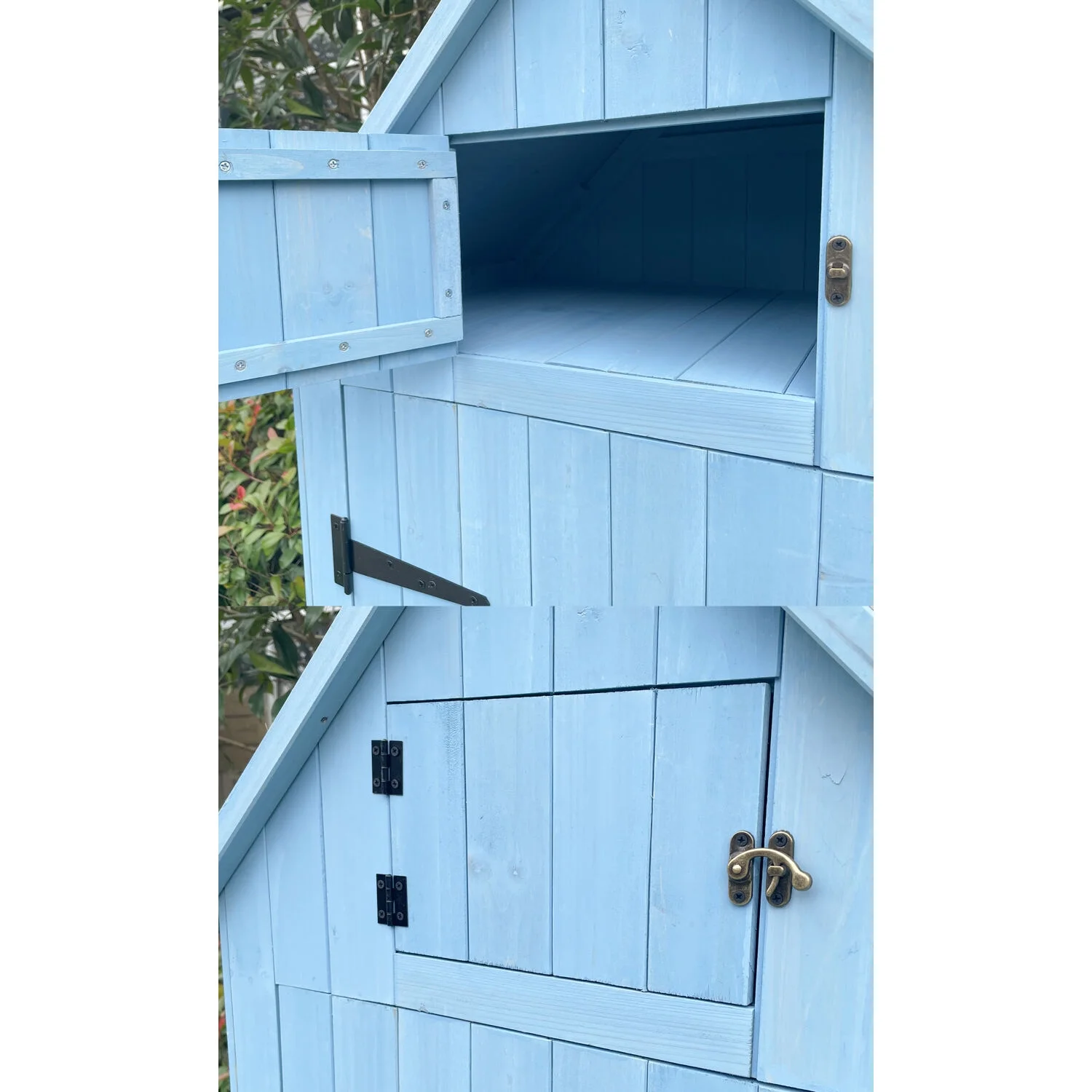Hanover Sturdy Durable Waterproof Wood Outdoor Vertical Storage Shed, 70.40"x 30.30"x21.30", Blue - Image 10