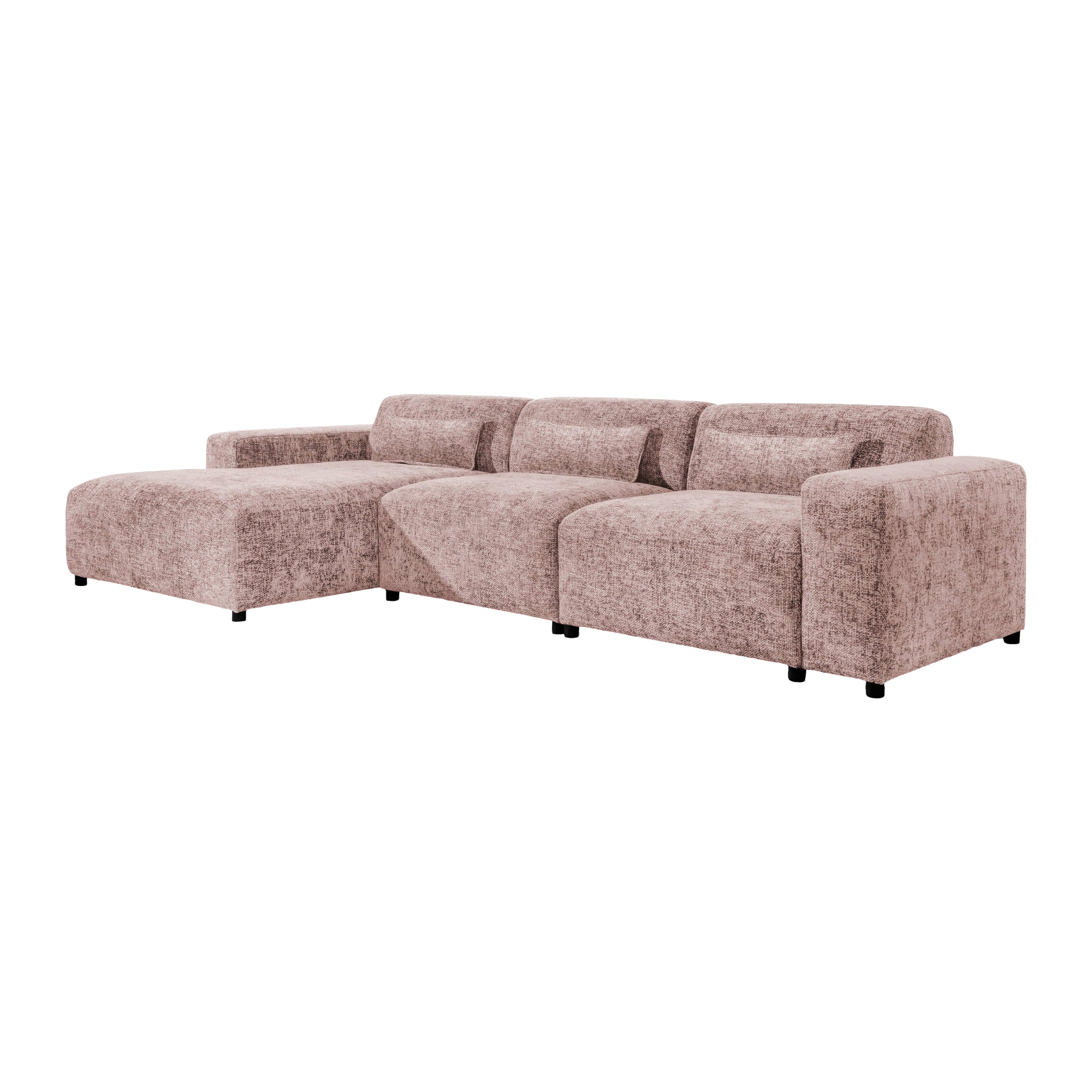 Blokker Velura Hoekbank Links Big - Chenille - Oudroze