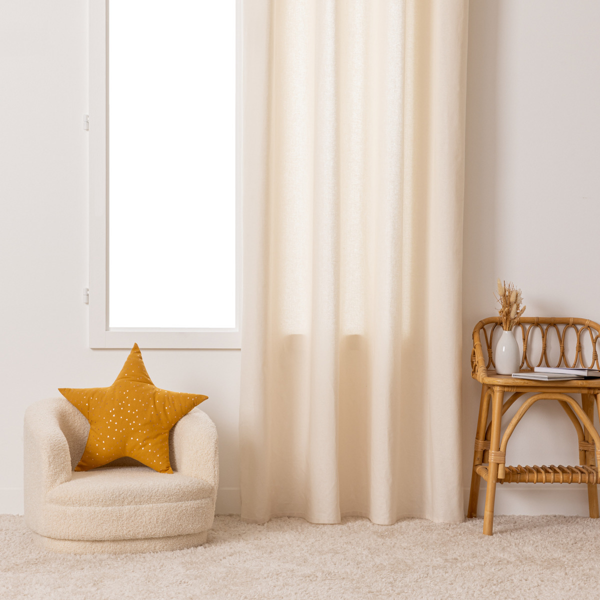 Kids curtain White with flowers, 140x260 cm