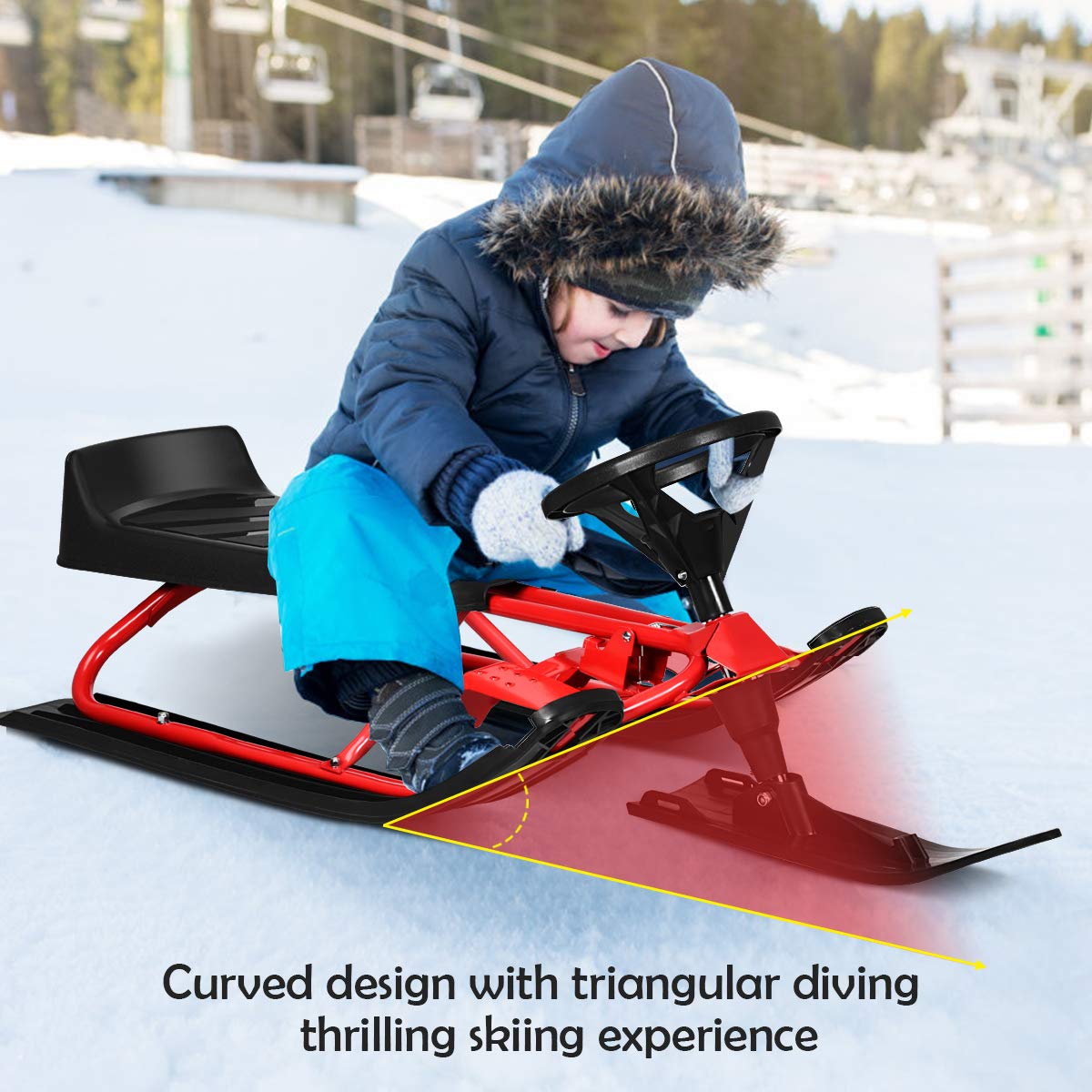Planche de glisse pour skis avec double freins - Goplus