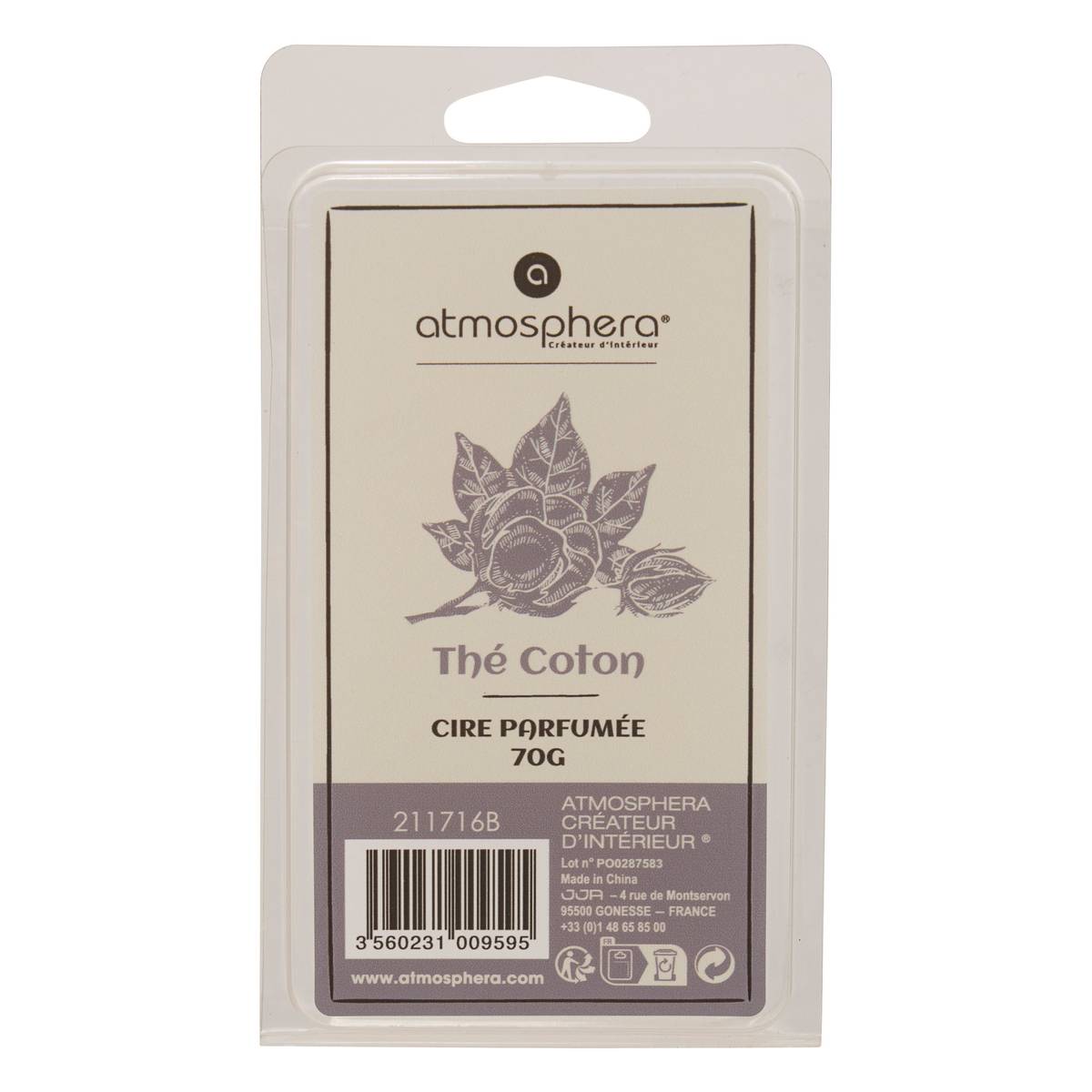 Scented Wax "Laura" Green Tea - Cotton, Green, 70g