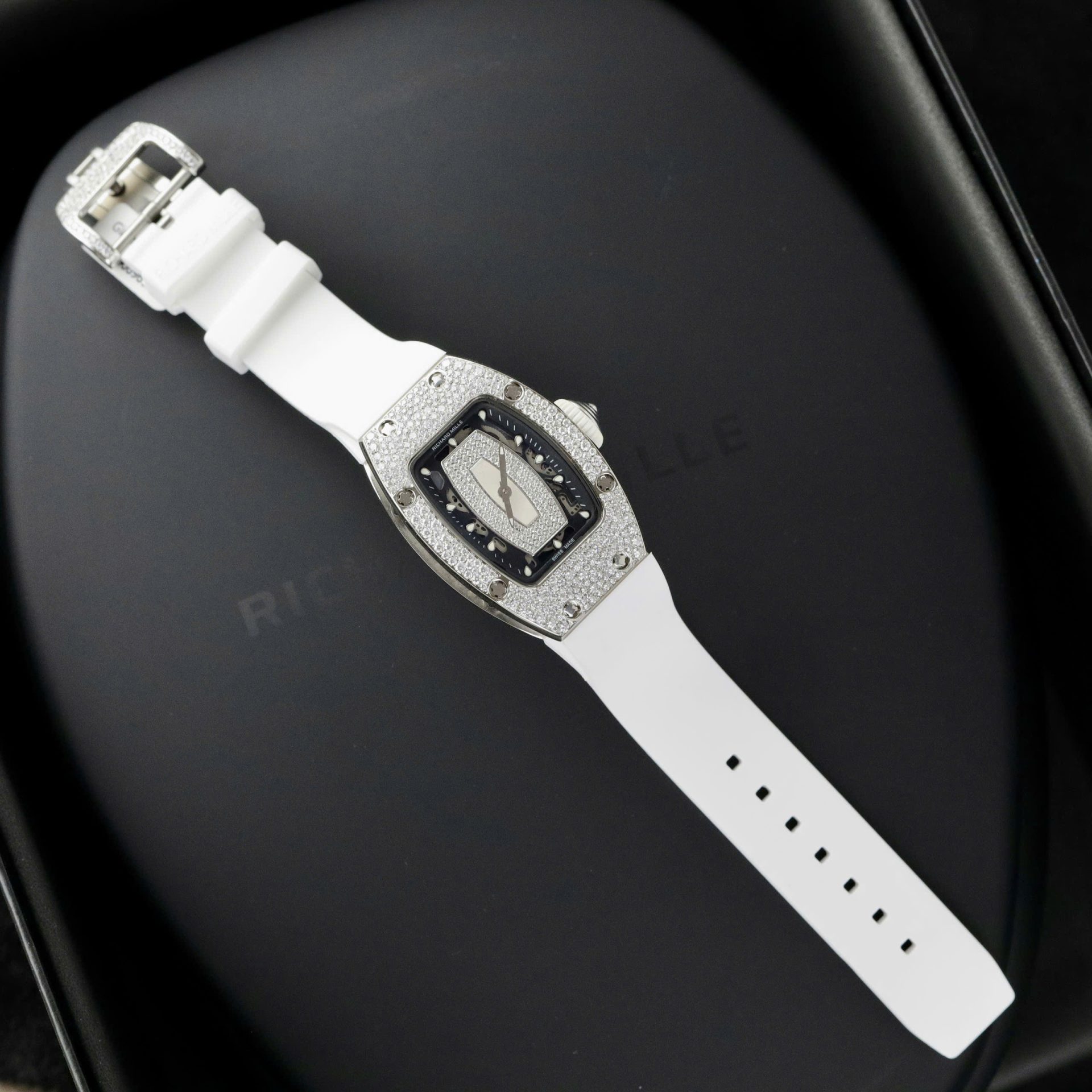 Richard Mille RM007 Replica Watch White Custom Full Moissanite Diamonds Hong Kong 36mm - Elite Watch Atelier