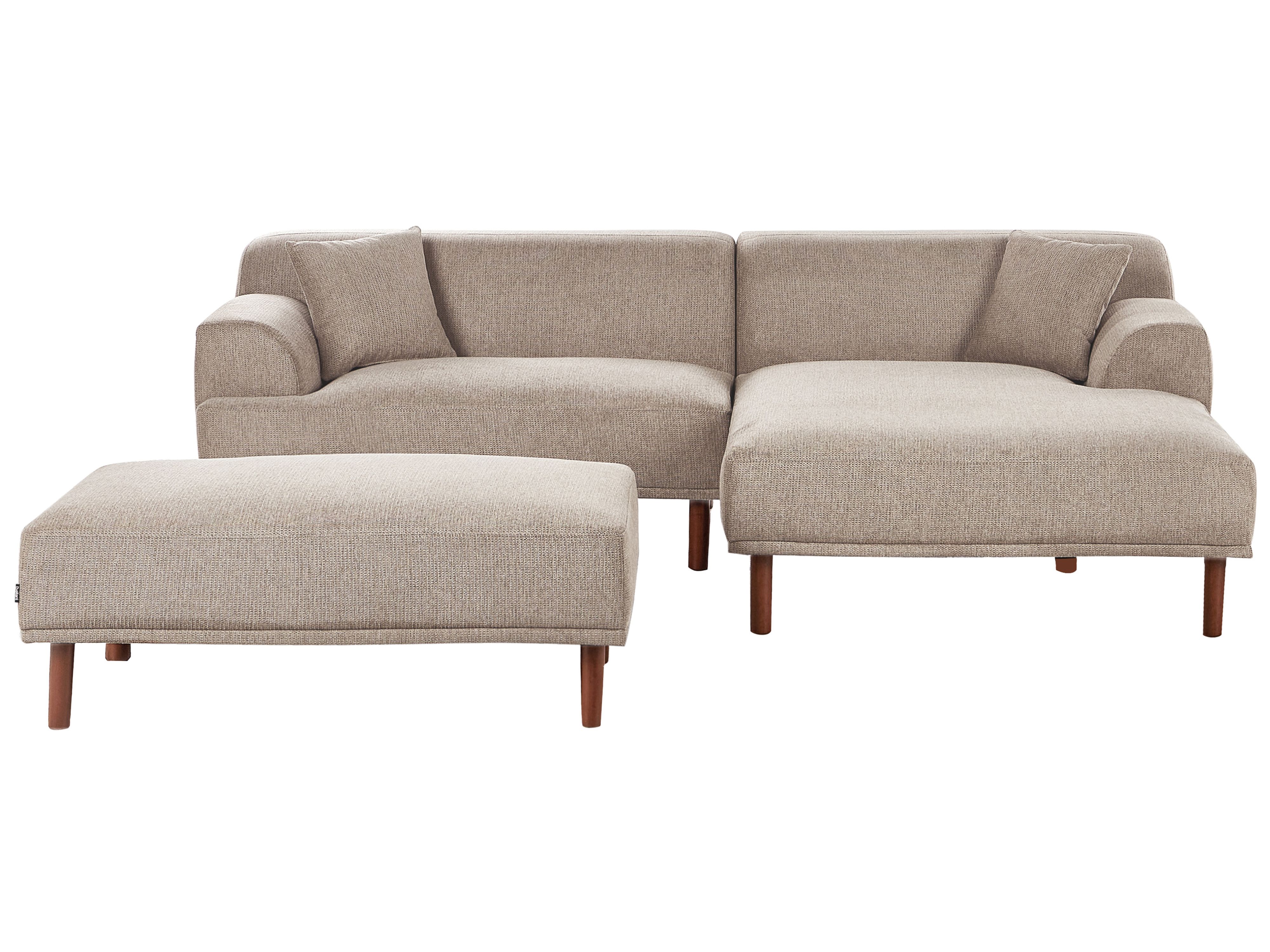 Corner Sofa 3 Seater HOLT Fabric Taupe with Ottoman Left Hand