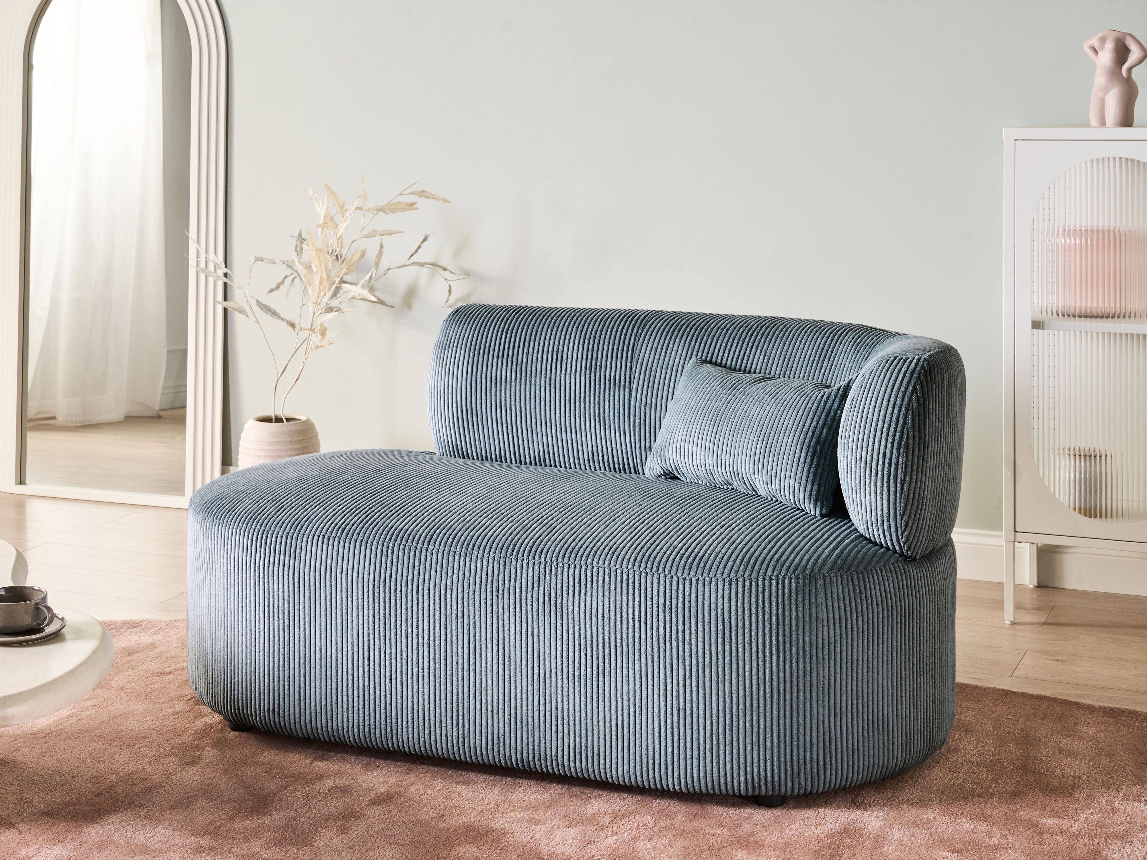 Right-Hand Chaise Lounge VANVEY Corduroy Blue
