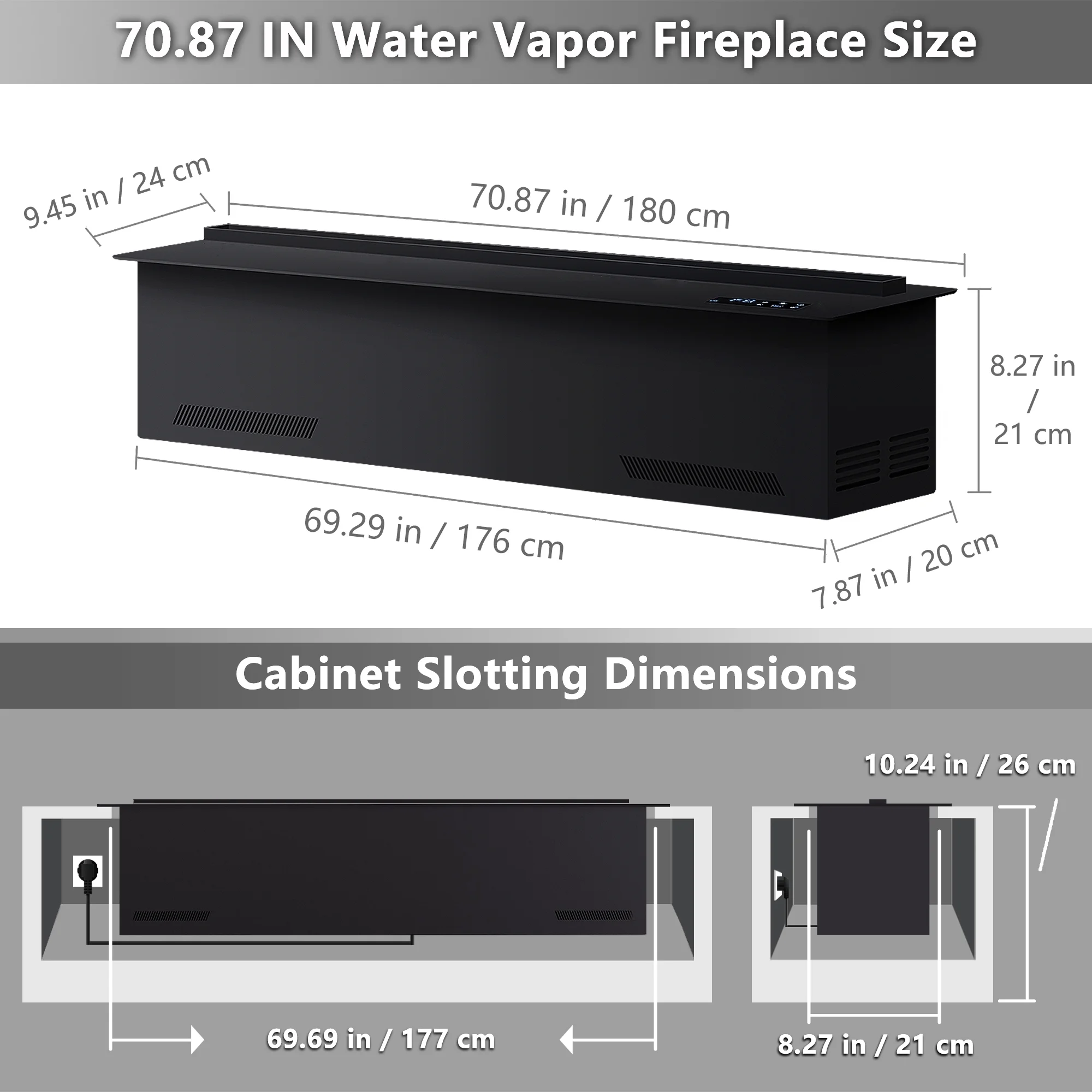 31.5-inch Water Vapor Fireplac with Dual-mode Water Supply System,Vapor Fireplace with 3D Realistic Flame,Electric Fireplace with Remote/Touch Control for Timer,Dimmable - Image 11