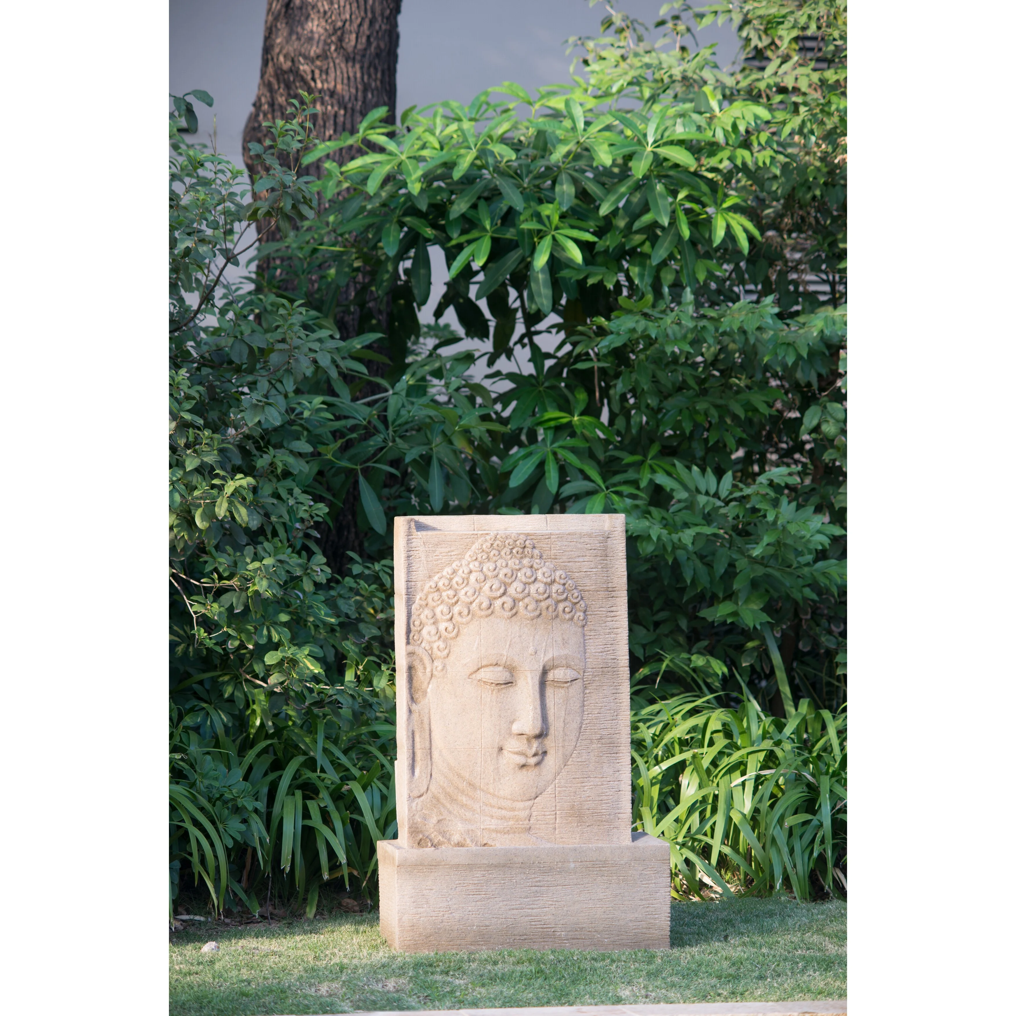 A&B Home 39 Inch High Sandstone Buddha Water Fountain with Light, Large Buddha Fountain Outdoor - Image 4