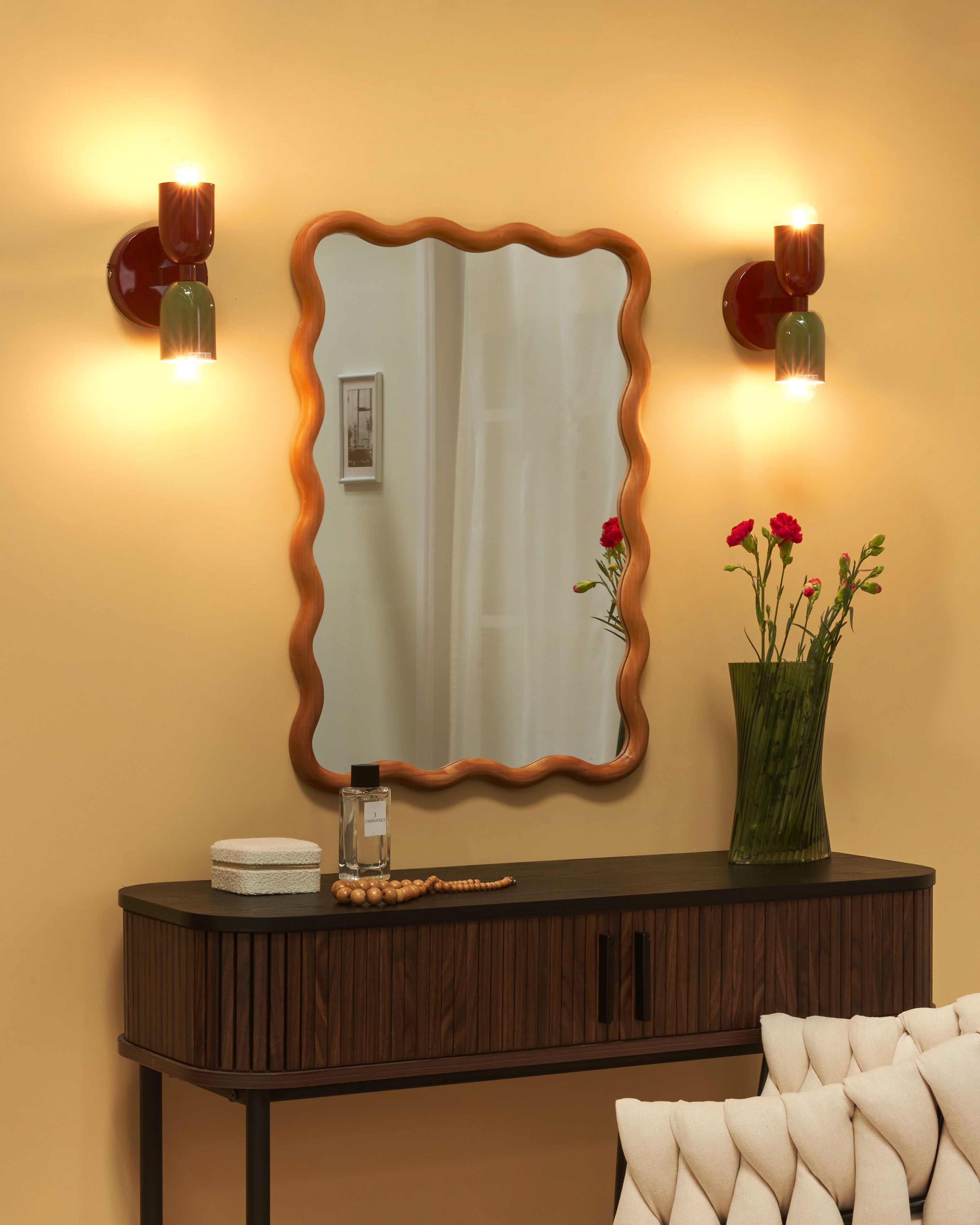 Set of 2 Wall Lamps TOPI Metal Red/ Green