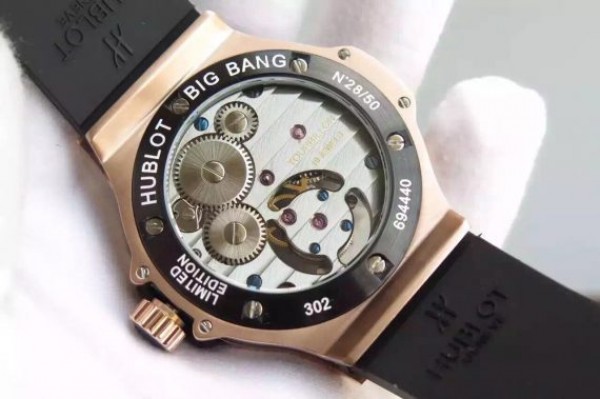 Replica Hublot Big Bang Tourbillon RG Black Textured Dial Black Rubber Strap - Top club