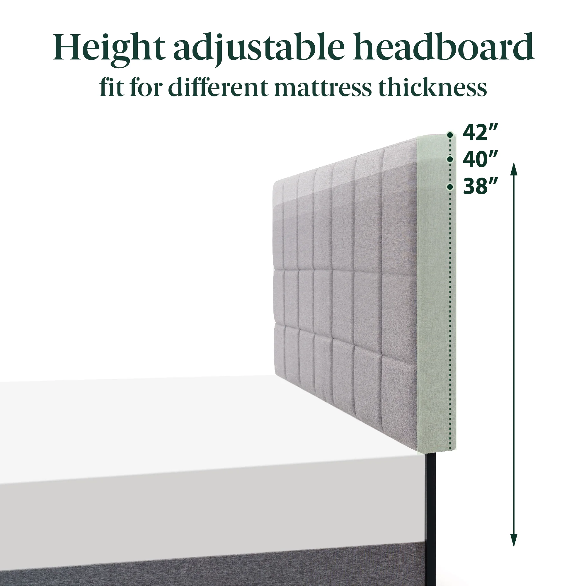 Mainstays Upholstered Platform Bed, No Box Spring Needed, Gray, Queen - Image 3