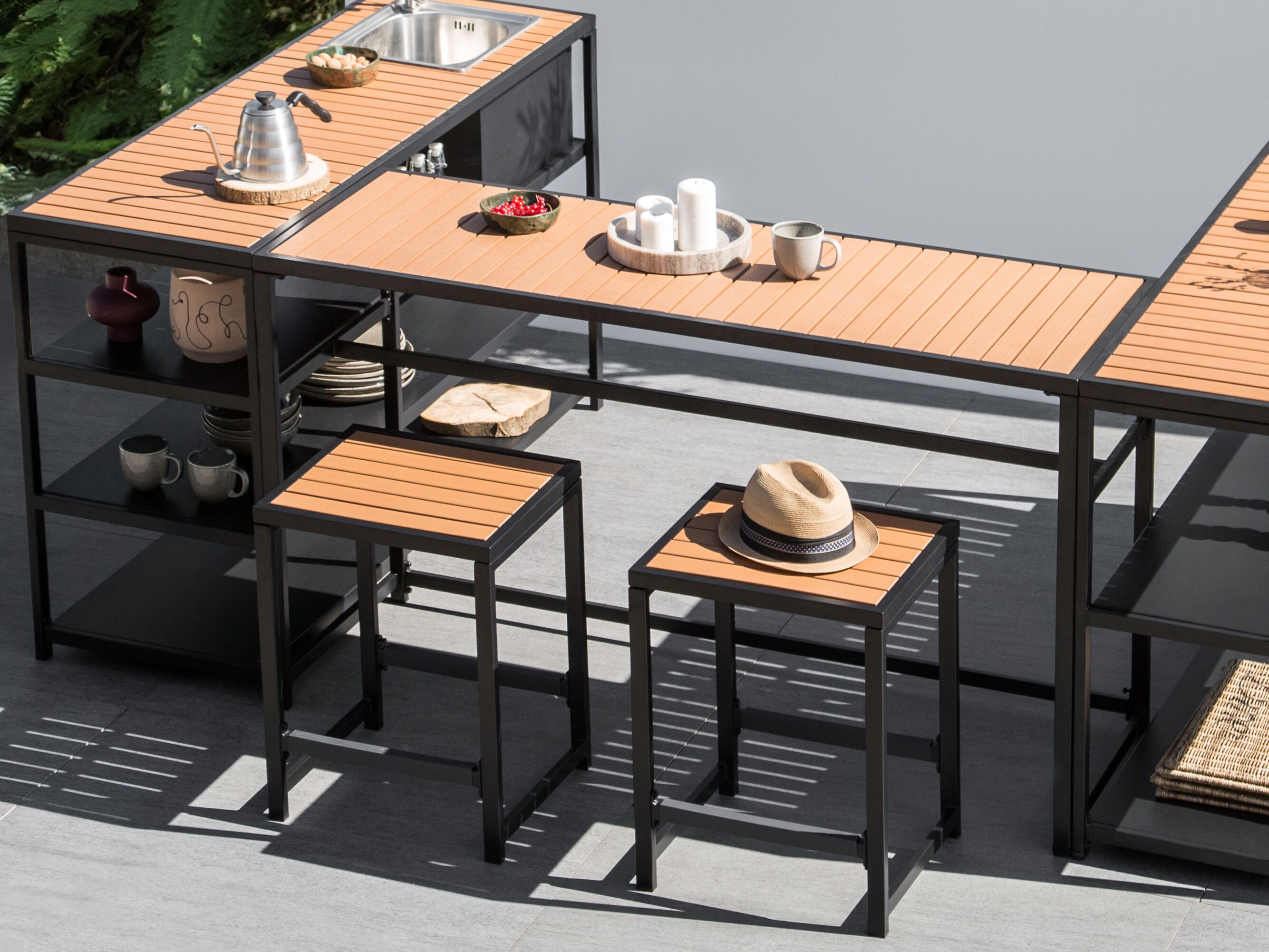 Garden Bar Table AVETRANA 150 cm 50 cm Black