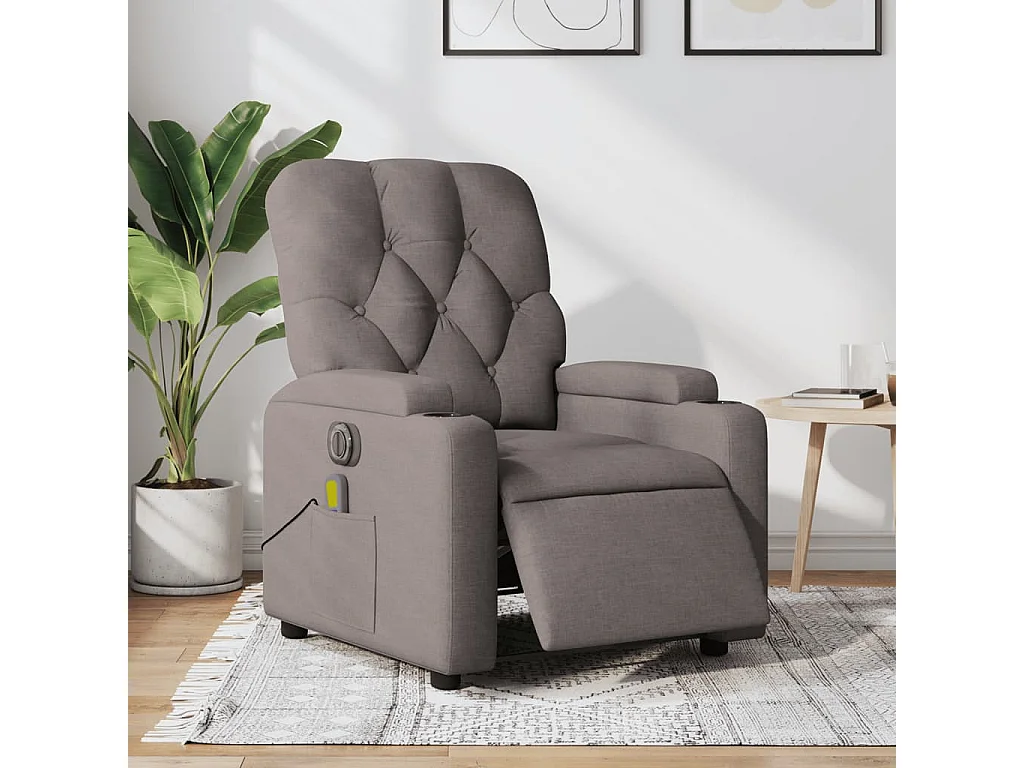 Fauteuil inclinable électrique-Fauteuil de massage pour Salon Taupe Tissu SHL4998