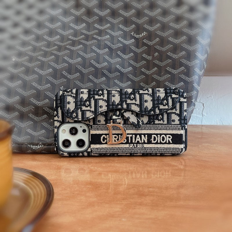 CD Black & Grey Fabric Card Bag iPhone Case - Wholesale & Influencer