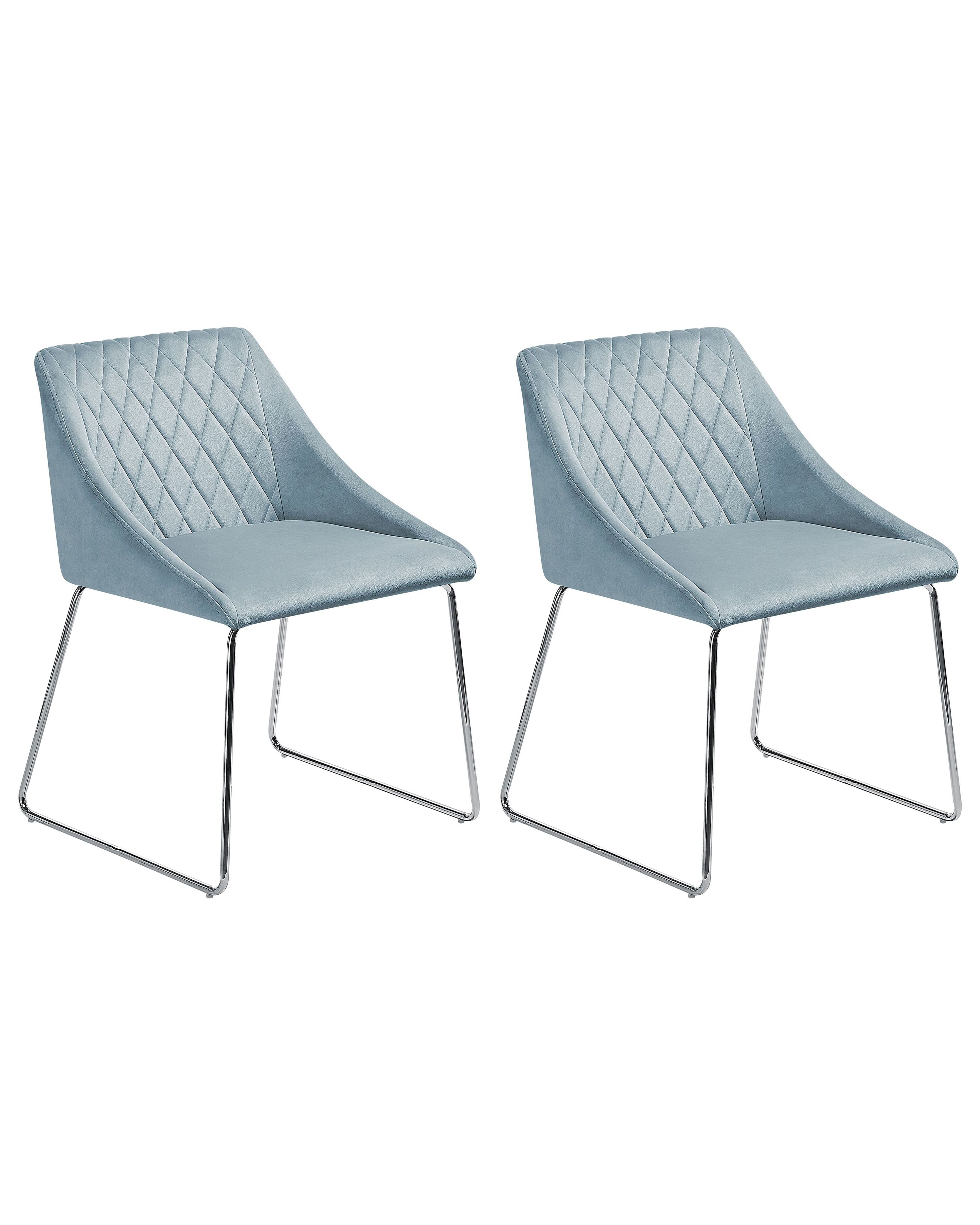 Set of 2 Dining Chairs ARCATA Velvet Light Blue