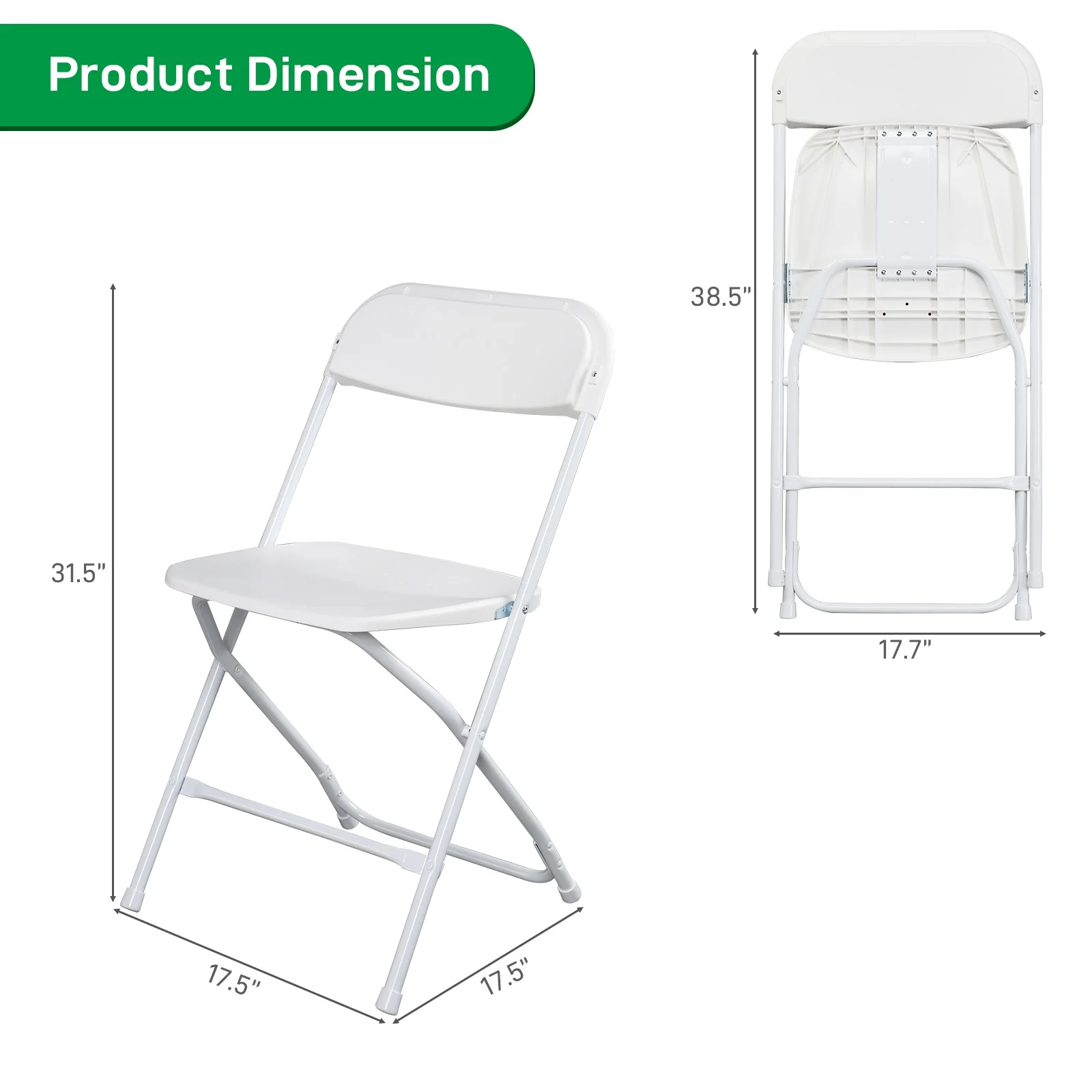 Ktaxon 10 Pack Commercial Plastic Folding Chairs Stackable Wedding Party Chairs Portable Chairs for Outdoor White - Image 5